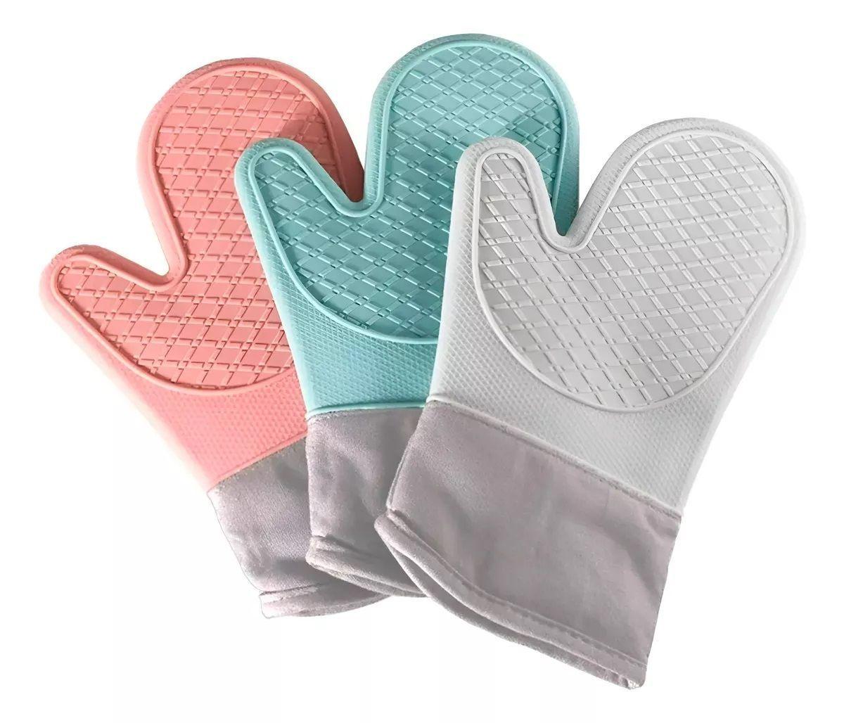 Pack X2 Guantes Silicona Para Horno Toma Olla Guante Cocina Gris-6
