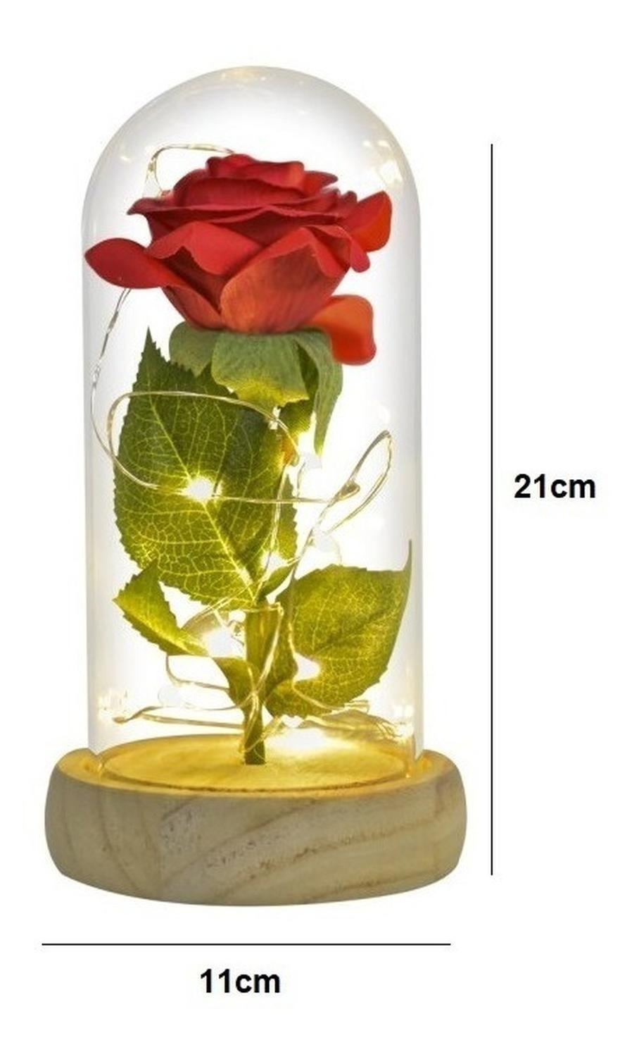 Rosa Eterna Rosas Eternas Rosa Preservada Led San Valentin Rojo Rosa Roja De Madera- Led-2