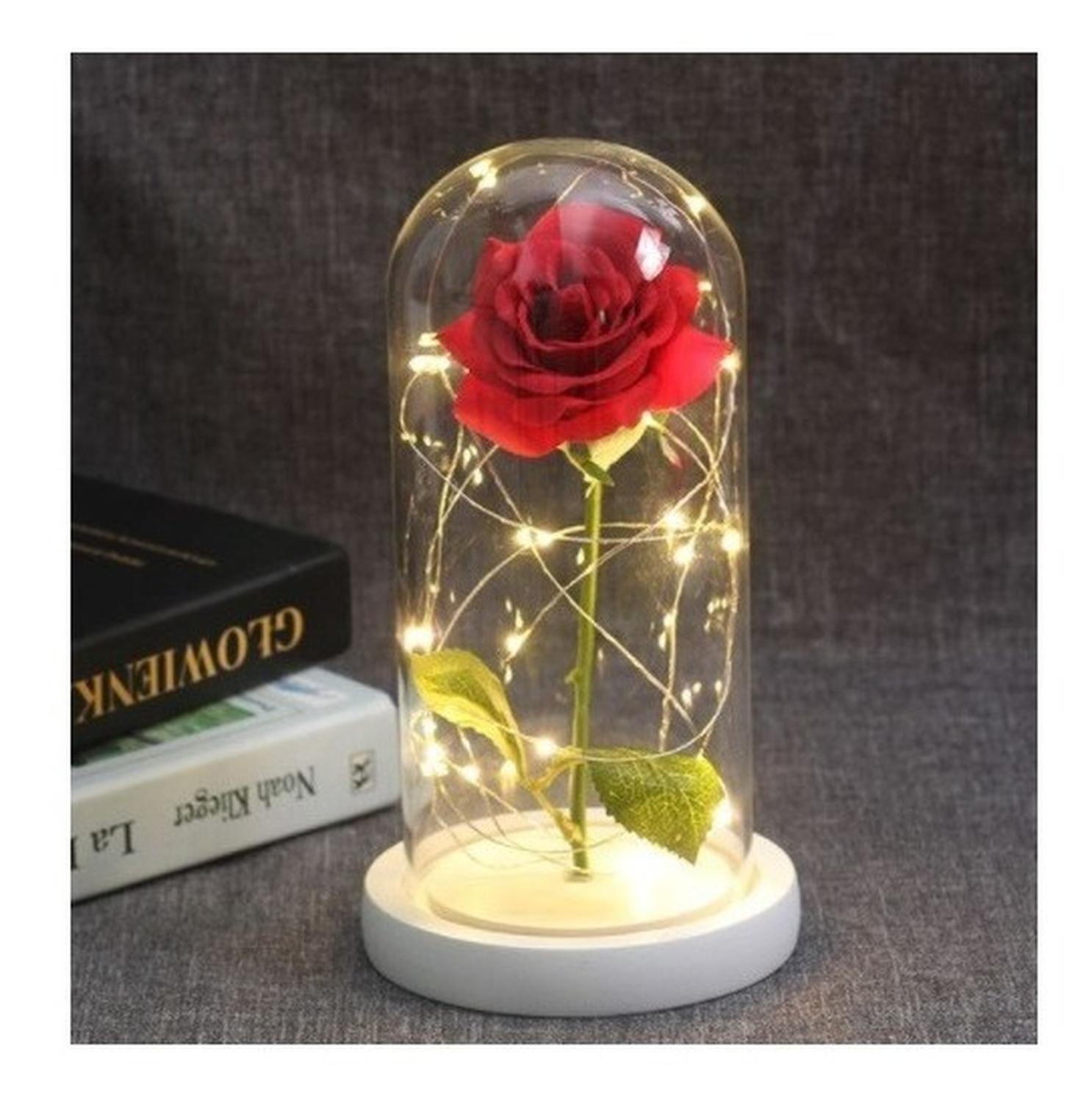 Rosa Eterna Rosas Eternas Rosa Preservada Led San Valentin Rojo Rosa Roja De Madera- Led-5