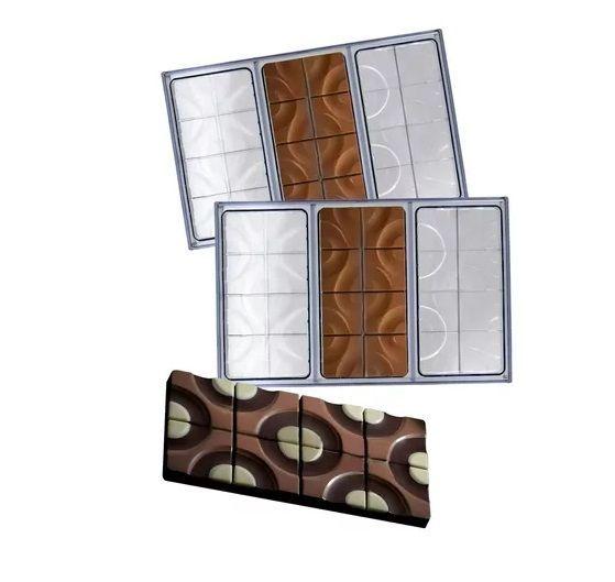 Pack X2 Molde De Chocolate Policarbonato Molde Barra Circulo-0