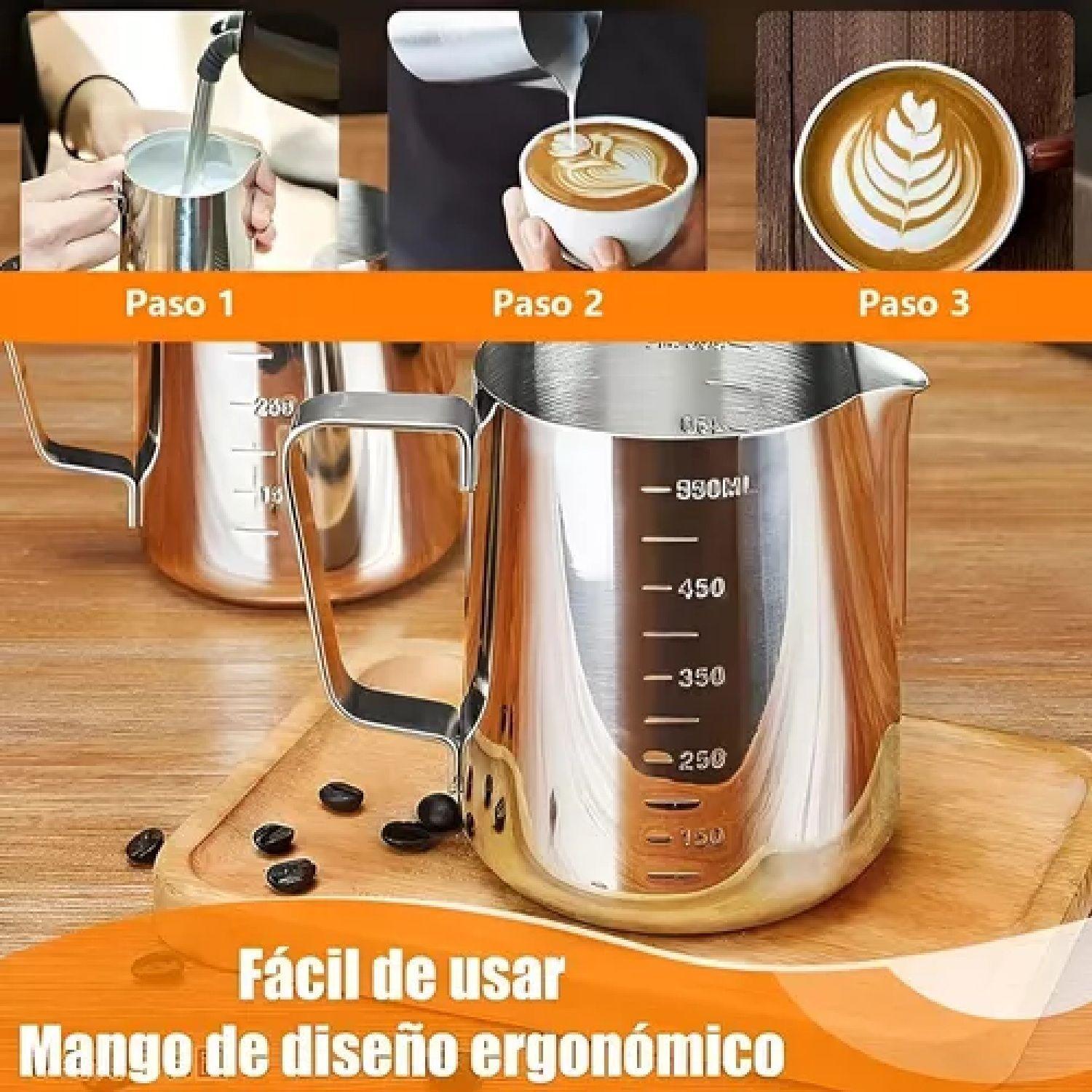 2 Jarra Leche Acero Lechero Barista Espumador De Leche 550ml-5
