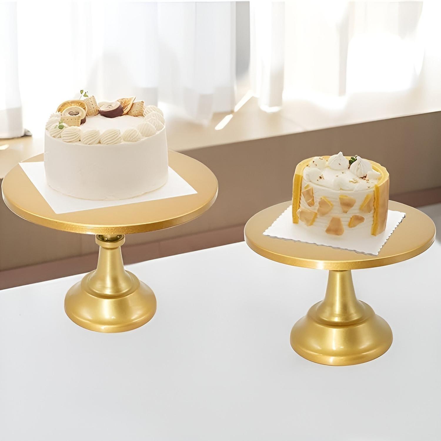 Set 3 Porta Cupcake Base Para Tortas Porta Tortas Exhibicion Dorado-7