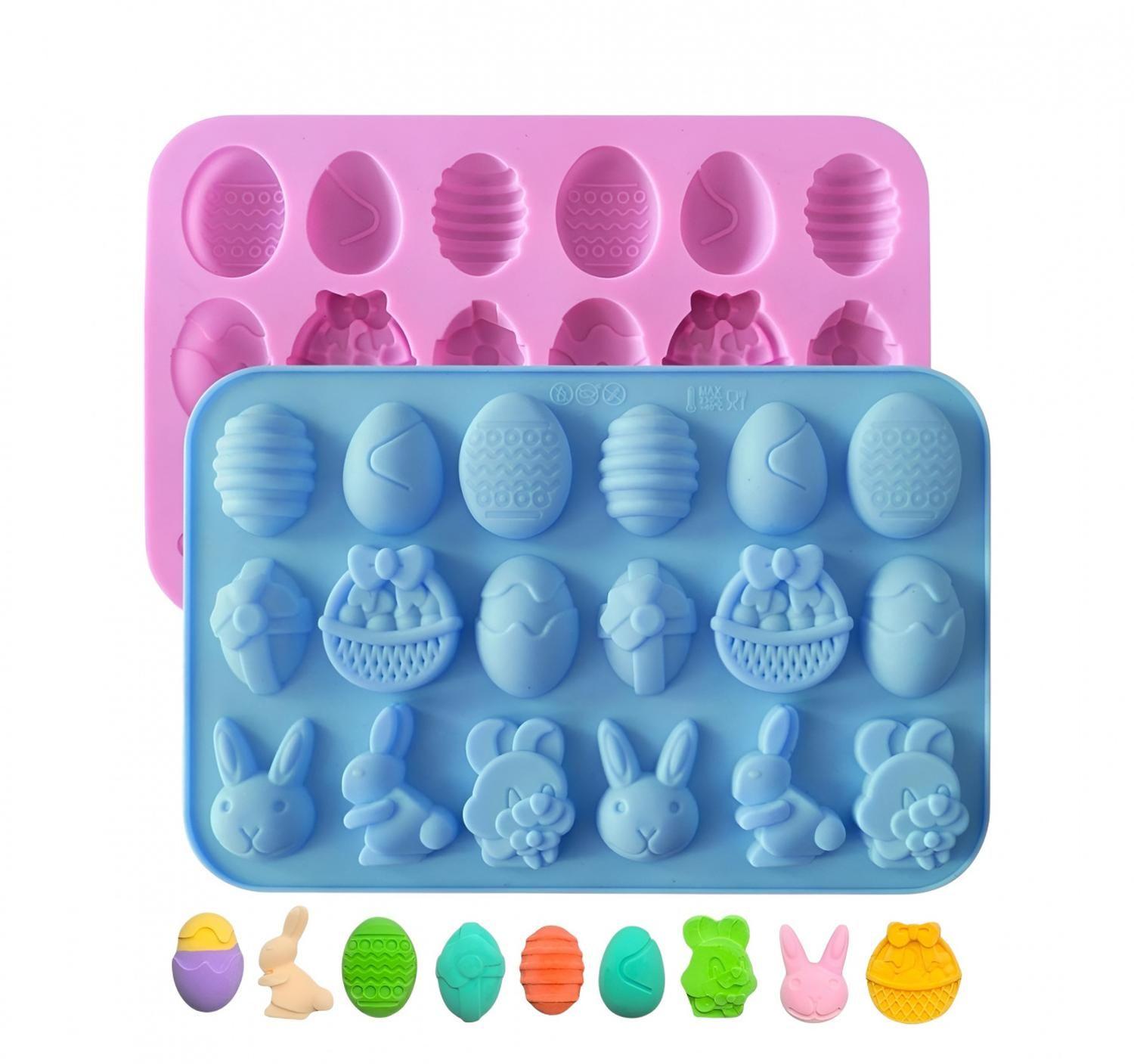X2 Moldes De Silicona Con Temática De Pascua Molde De Chocolates 18cav-0