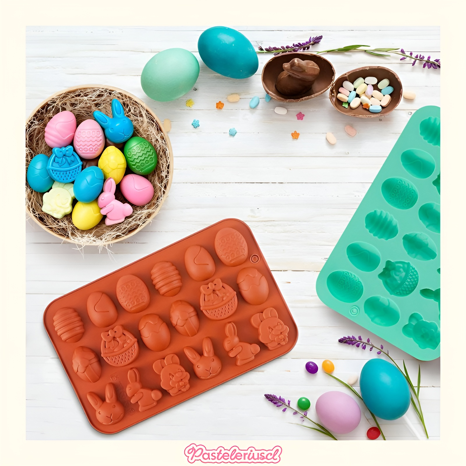 X2 Moldes De Silicona Con Temática De Pascua Molde De Chocolates 18cav-9