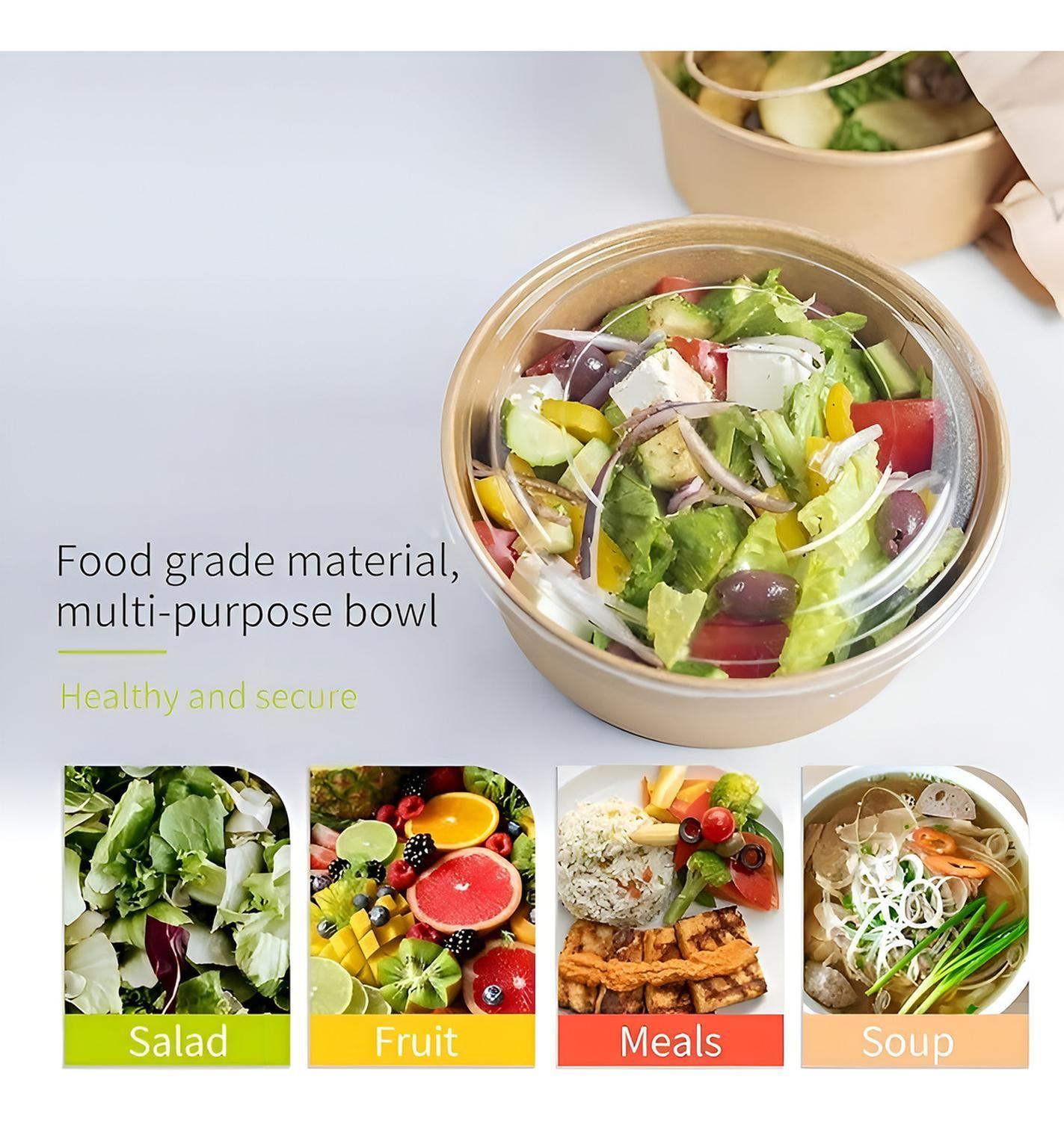 X200 Bowl Con Tapa Bowls Plastico Envases Bowl Kraft 750 Cc Bowl Ensalada Bowl Desechable Carton Bow-3