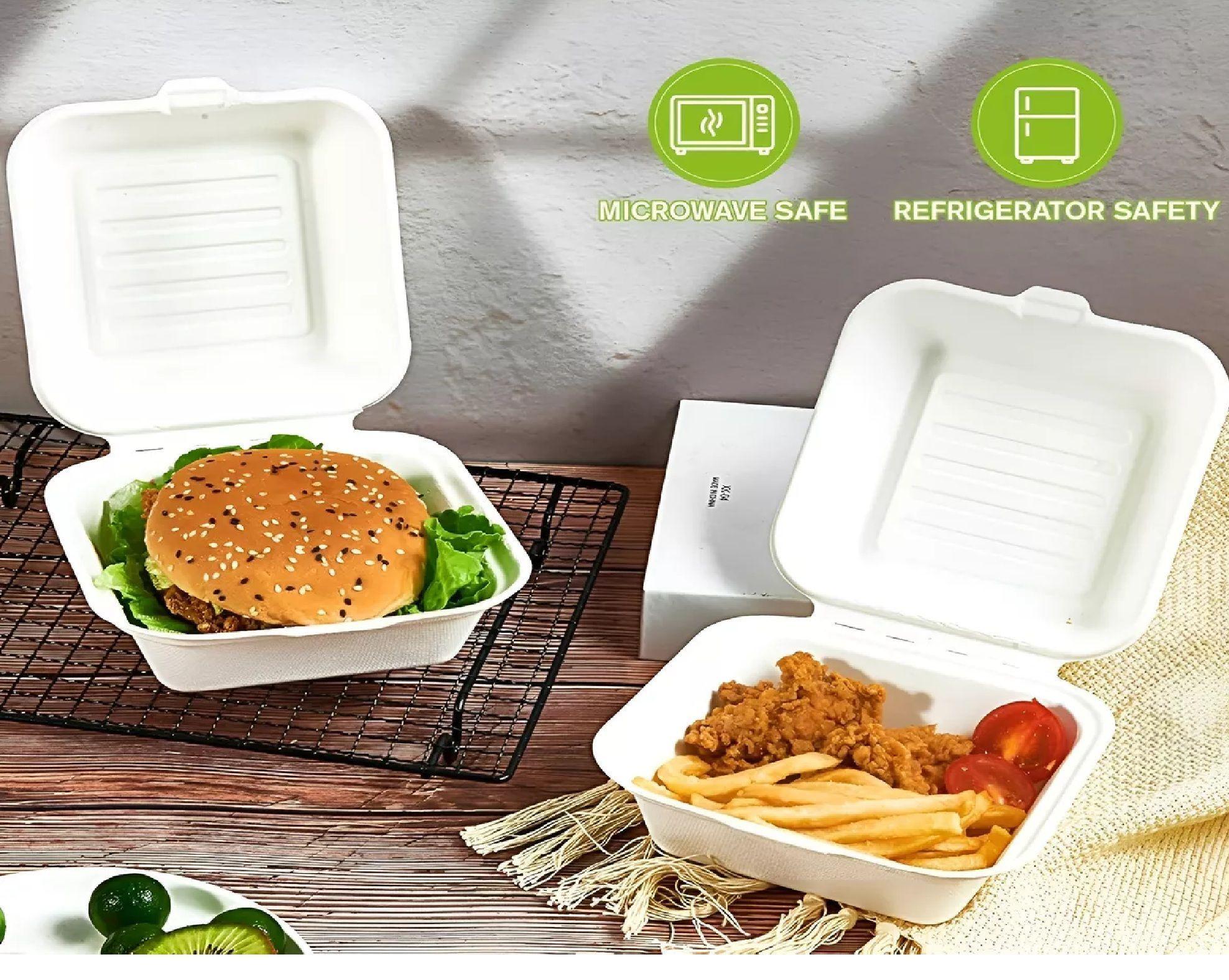 100 Envase Desechables Contenedor De Alimentos compostables-1