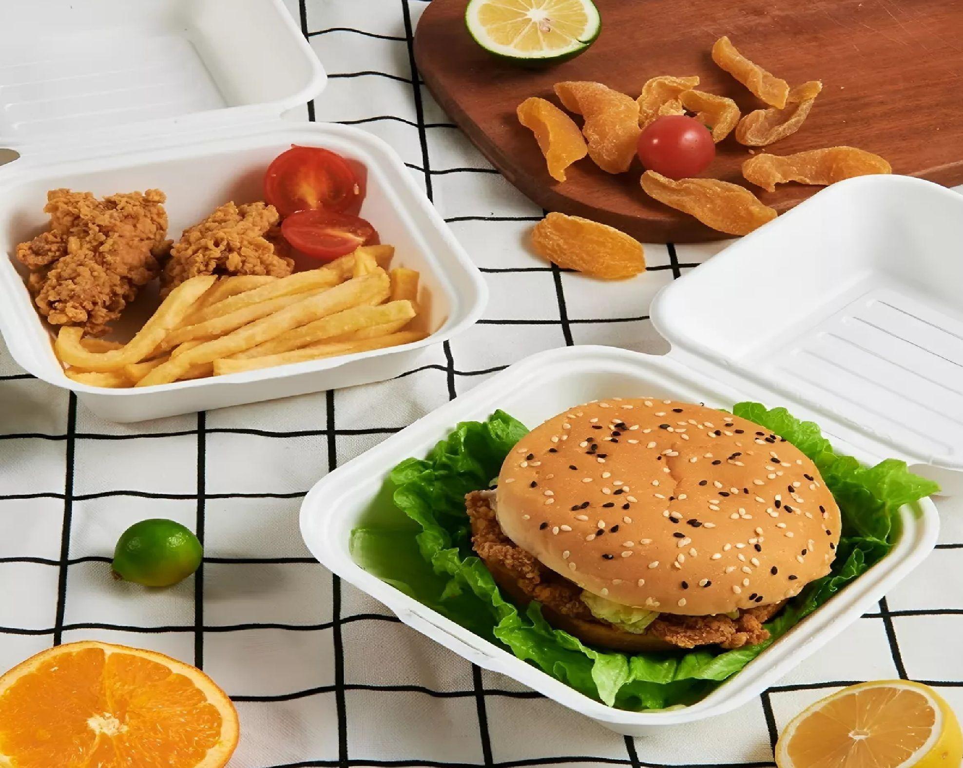 100 Envase Desechables Contenedor De Alimentos compostables-3