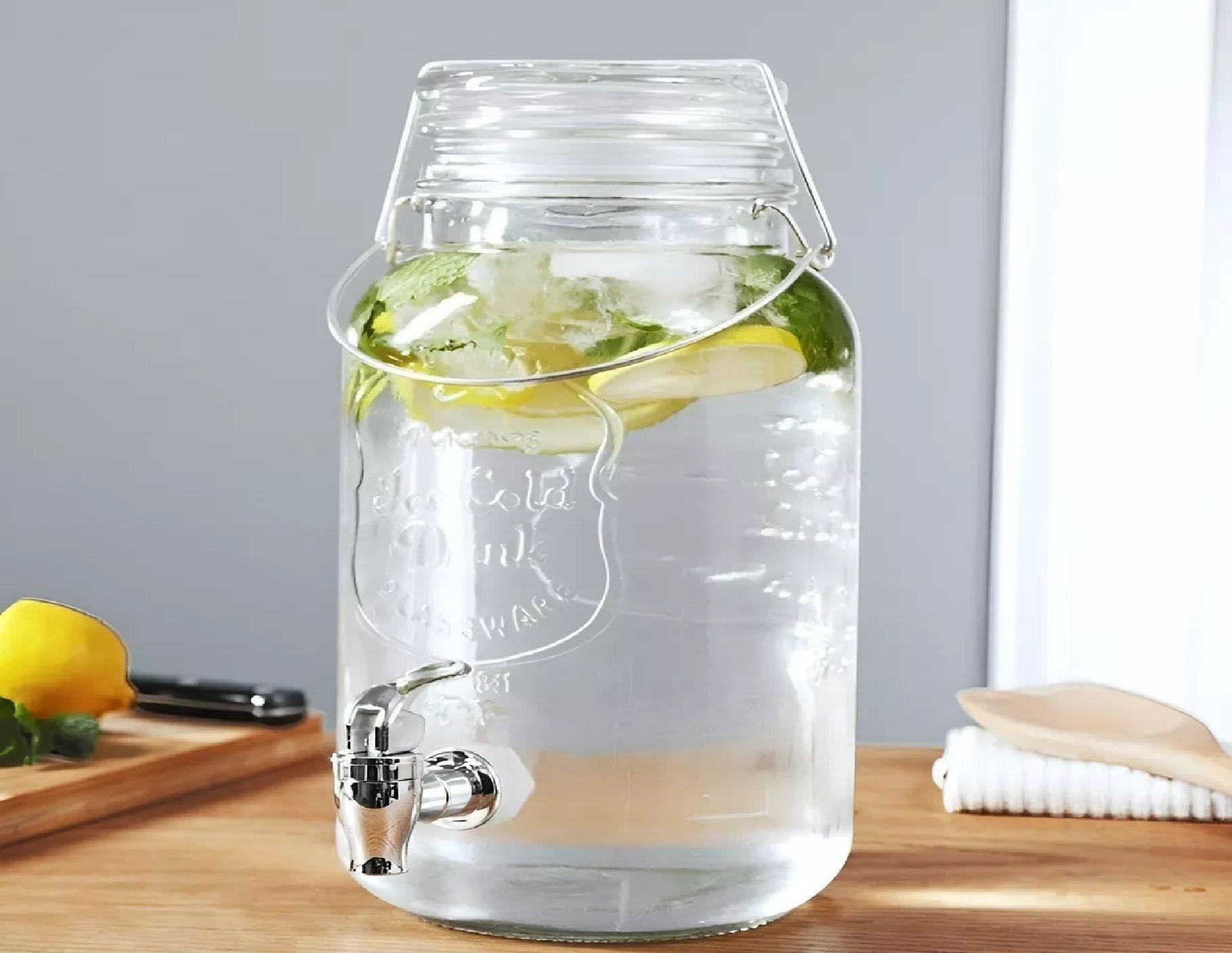Dispensador De Bebidas Jarro De Vidrio Para Jugos Jarra 3.8l-3