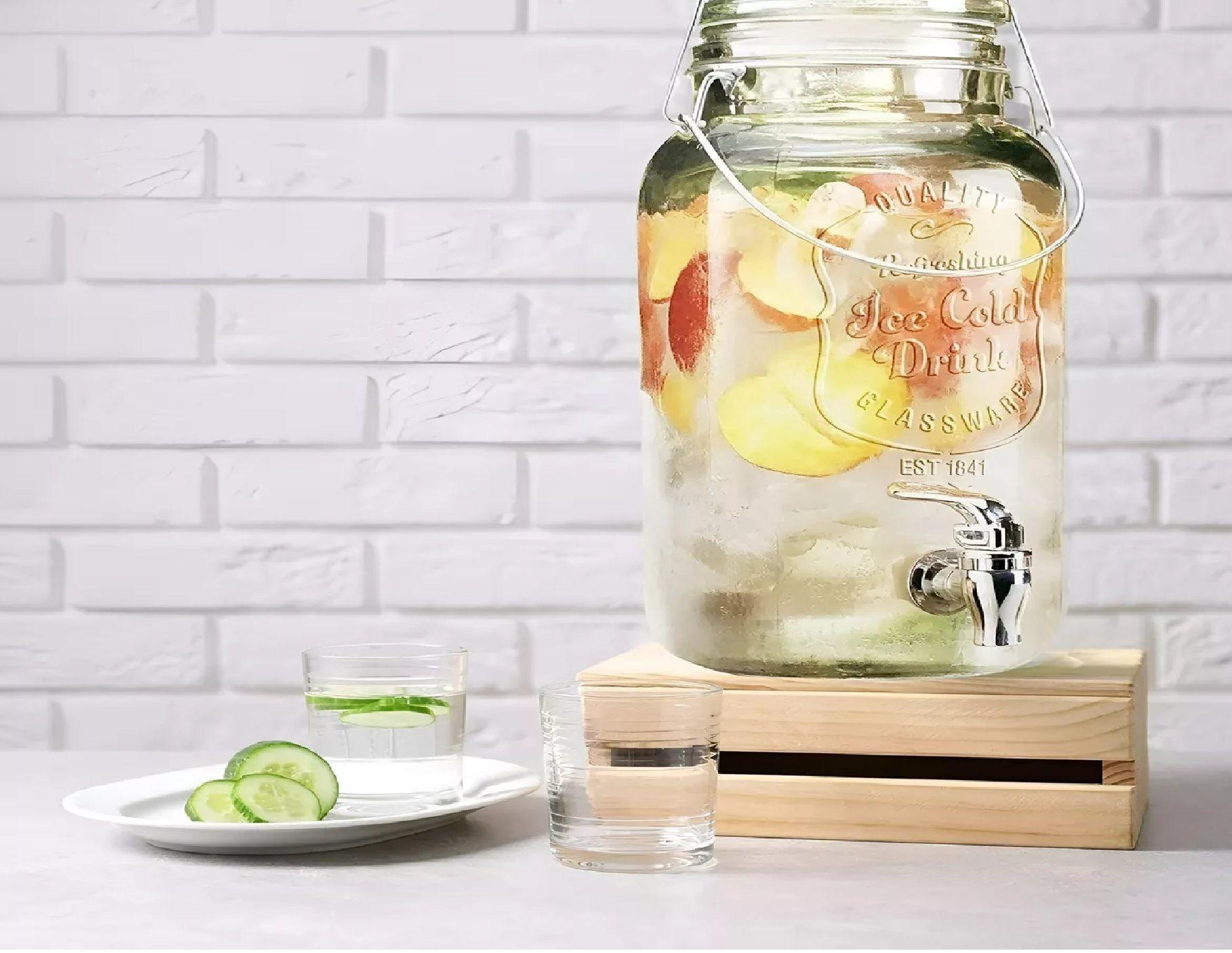 Dispensador De Bebidas Jarro De Vidrio Para Jugos Jarra 3.8l-4