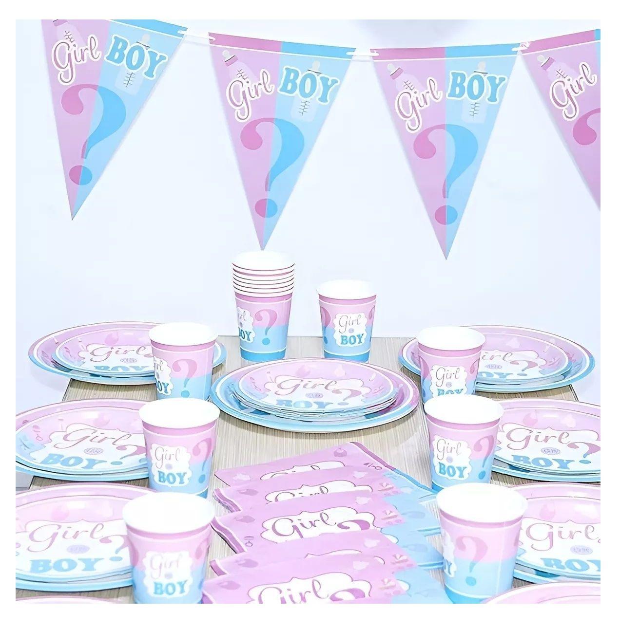 Set Decoración Revelacion De Genero Baby Shower Fiesta 16p/p-2