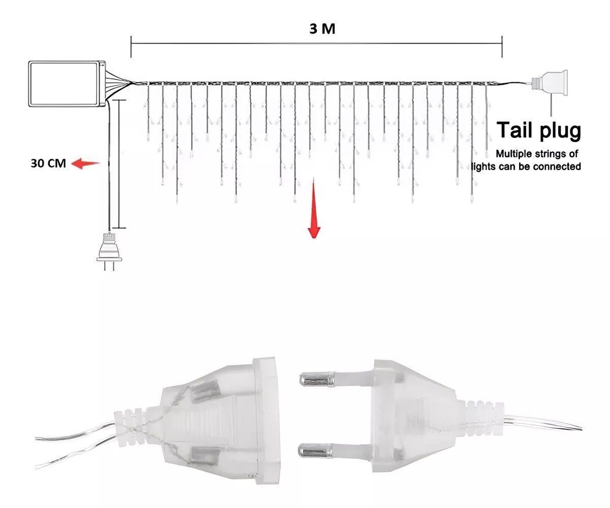 Set 4 Cascada Luces Guirnaldas Led 200 Luces Navideñas 3m-3