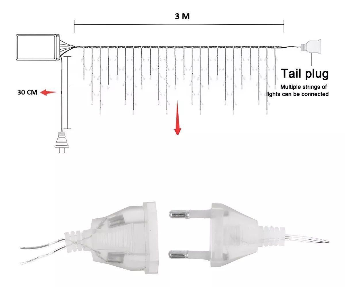 SET X4 LUCES NAVIDEÑA 100 CASCADA LED CASCADA LUCES CORTINA LED 3M DECORATIVA AMARILLO PASTELERIUSCL-2