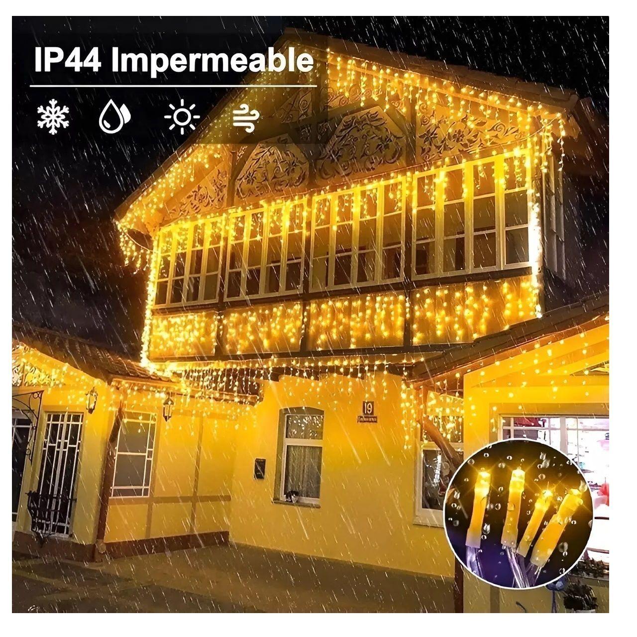 SET X4 LUCES NAVIDEÑA 100 CASCADA LED CASCADA LUCES CORTINA LED 3M DECORATIVA AMARILLO PASTELERIUSCL-6