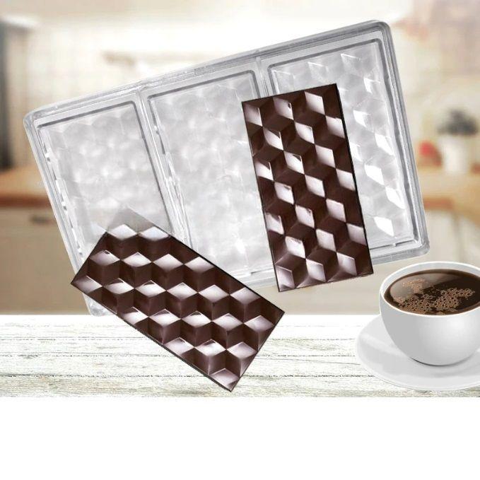 Set 2 Molde Policarbonato Molde De Chocolate Barra Diamante 3D-4
