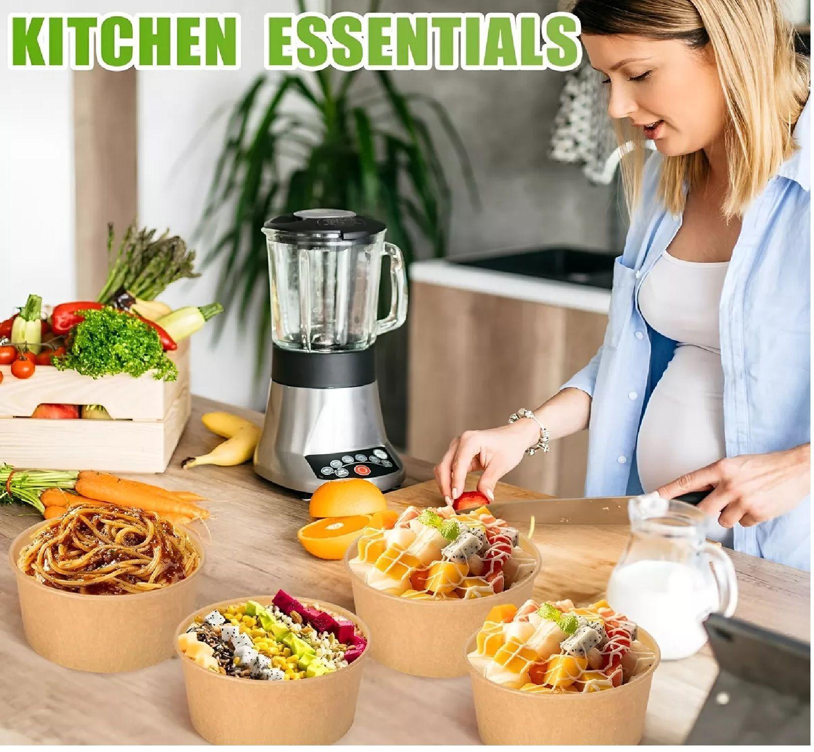 100 Bowls Plastico Bowl Kraft Bowl Con Tapa Envases 1000 Cc-4