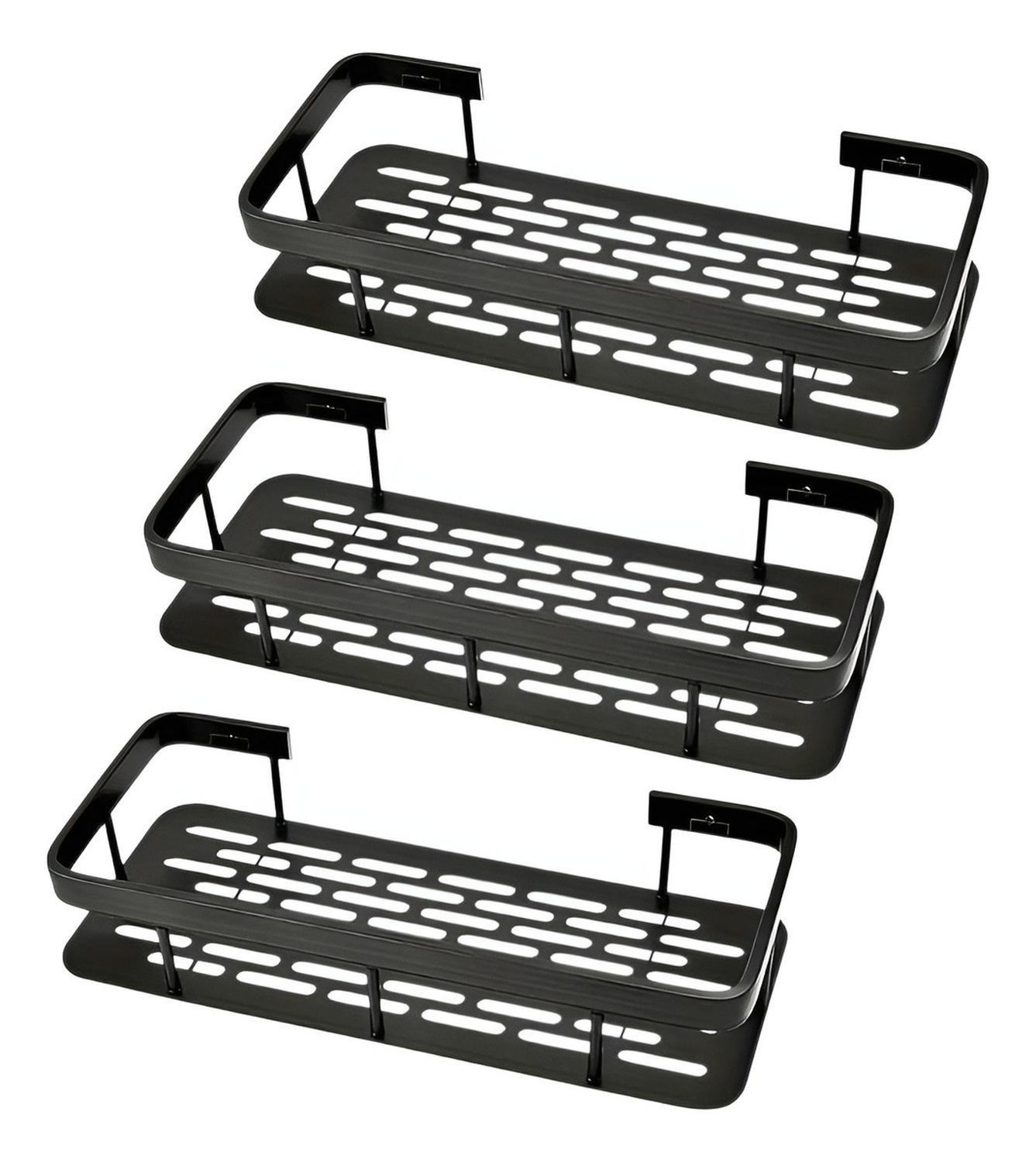 Pack X3 Repisa De Ducha Organizador Para Ducha Estante Ducha Negro-0