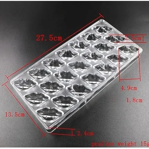 Molde Chocolate Forma Beso Policarbonato Antiadherente 21 Ranuras Transparente-2