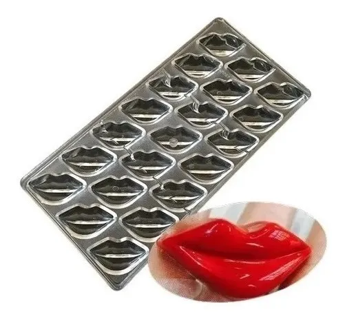 Molde Chocolate Forma Beso Policarbonato Antiadherente 21 Ranuras Transparente-3