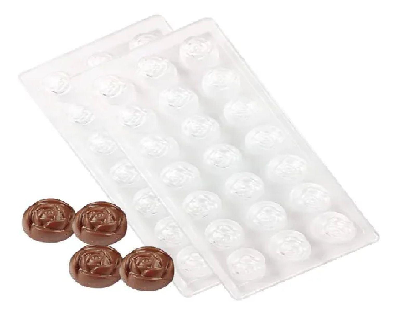 Pack X2 Molde Chocolate Acrilico Molde De Chocolate Rosas-0