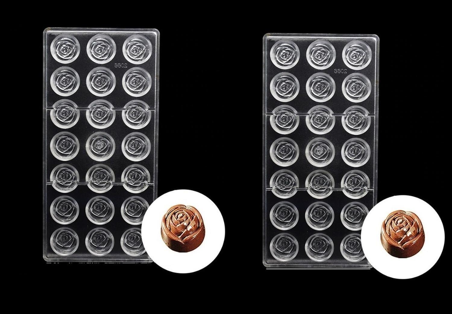 Pack X2 Molde Chocolate Acrilico Molde De Chocolate Rosas Transparente-1