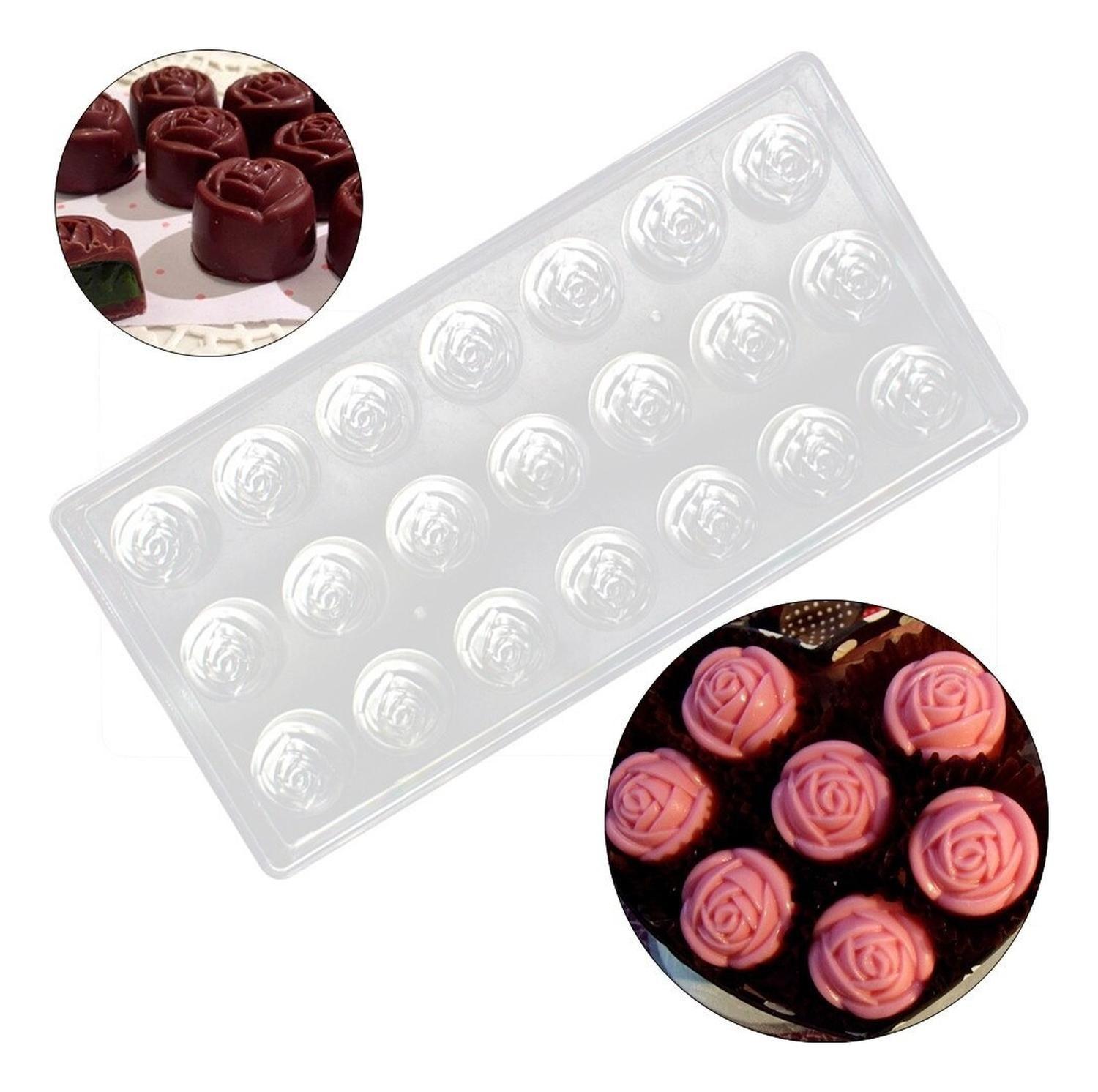 Pack X2 Molde Chocolate Acrilico Molde De Chocolate Rosas Transparente-2