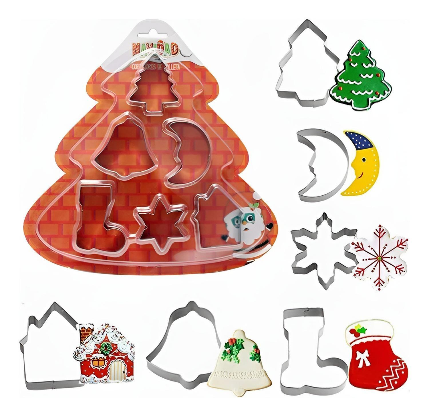 Moldes De Galletas Navideñas Cortadores De Galletas 6pcs-0