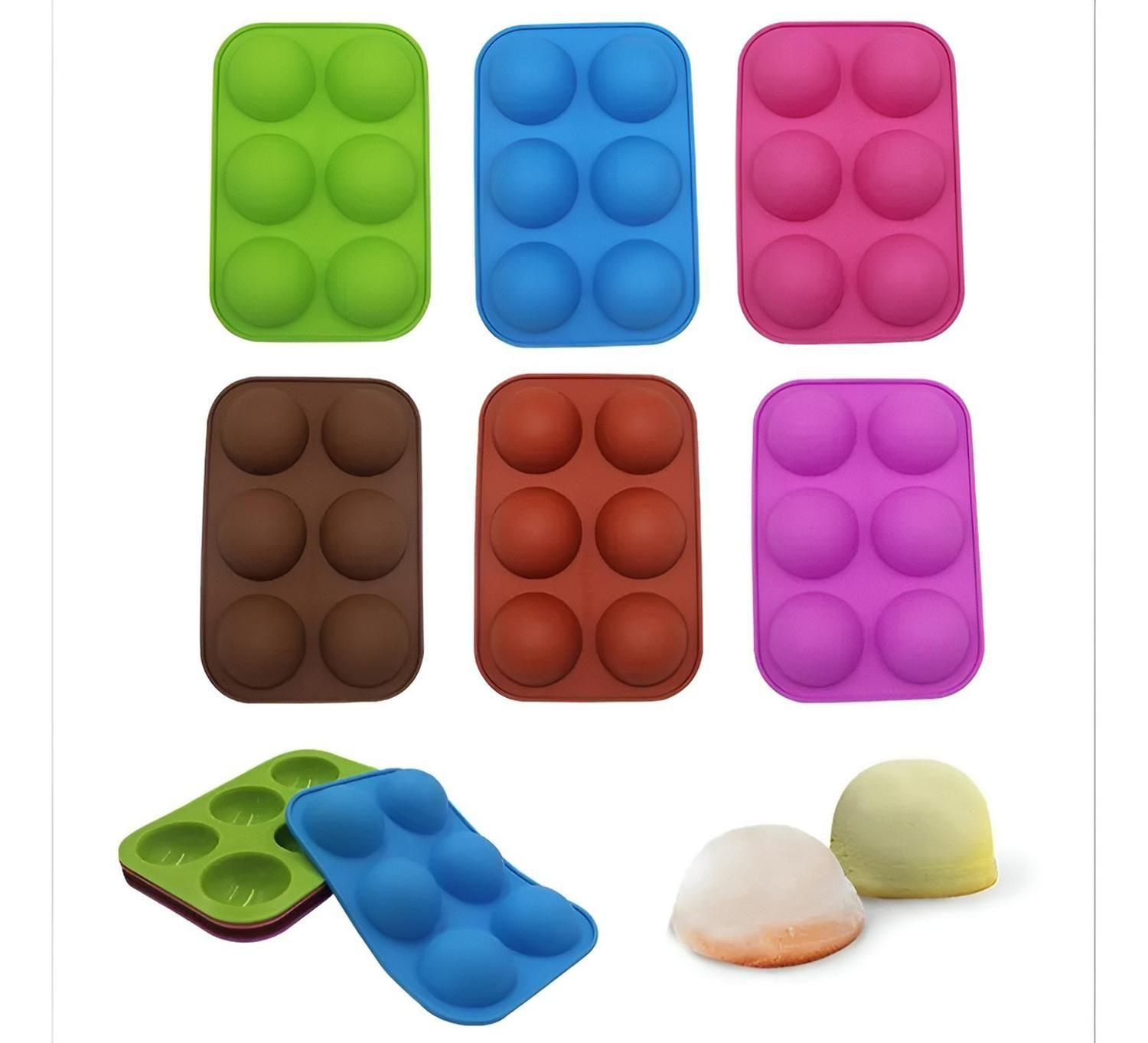 2 Molde Silicona Media Esfera Molde Silicona Media Esfera Multicolor 6 Cavidades-3