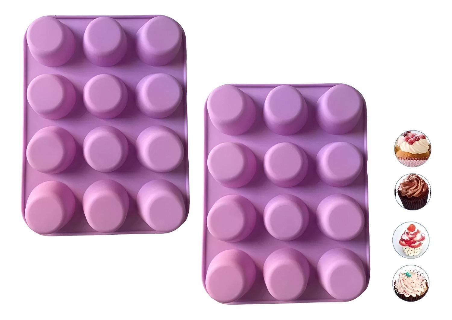 Pack X2 Molde Cupcakes Molde 12 Magdalena Molde Muffin 12 Color Multicolor-5