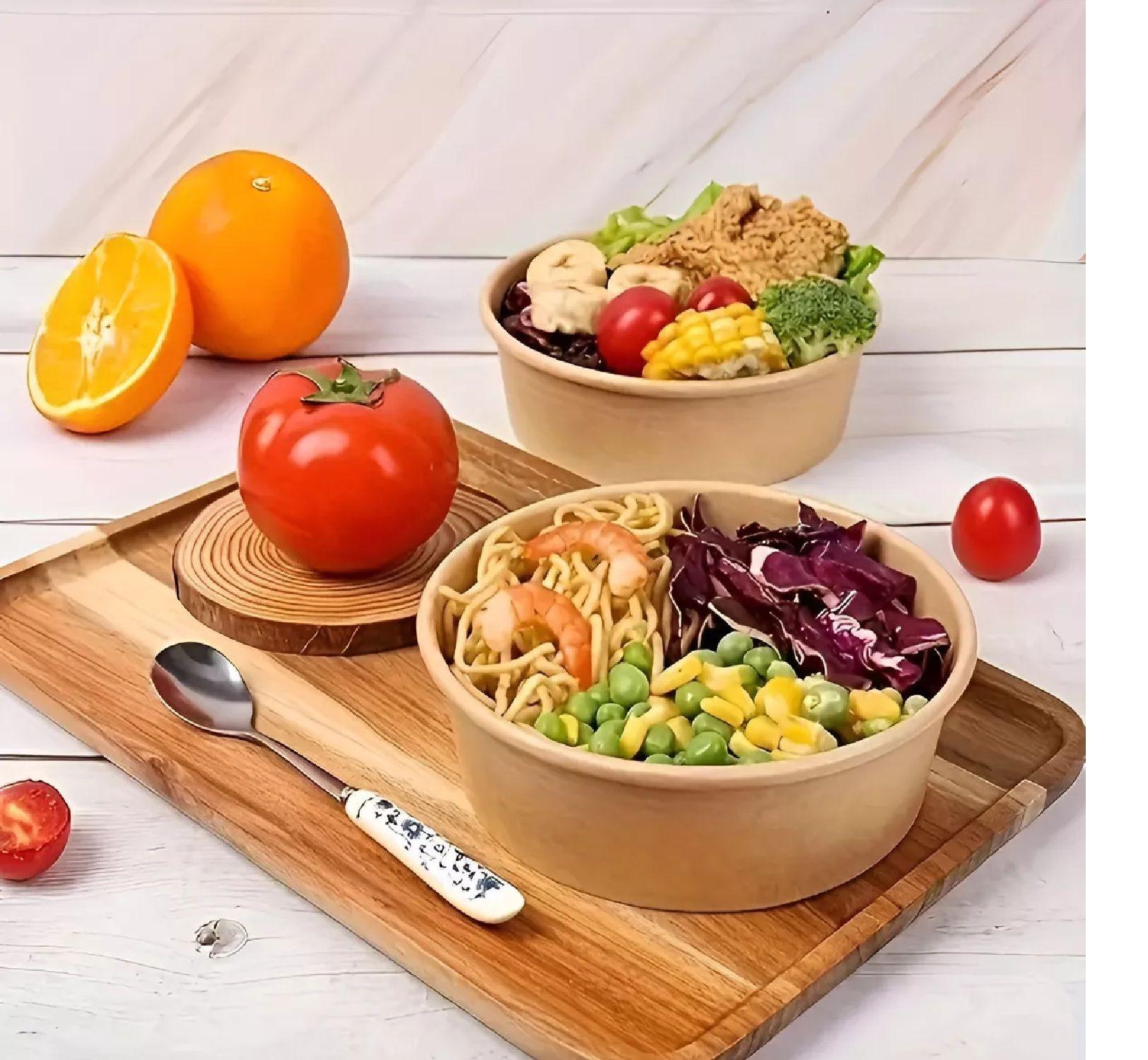 100 Bowls Plastico Bowl Con Tapa Bowl Kraft Envases 1300cc-4