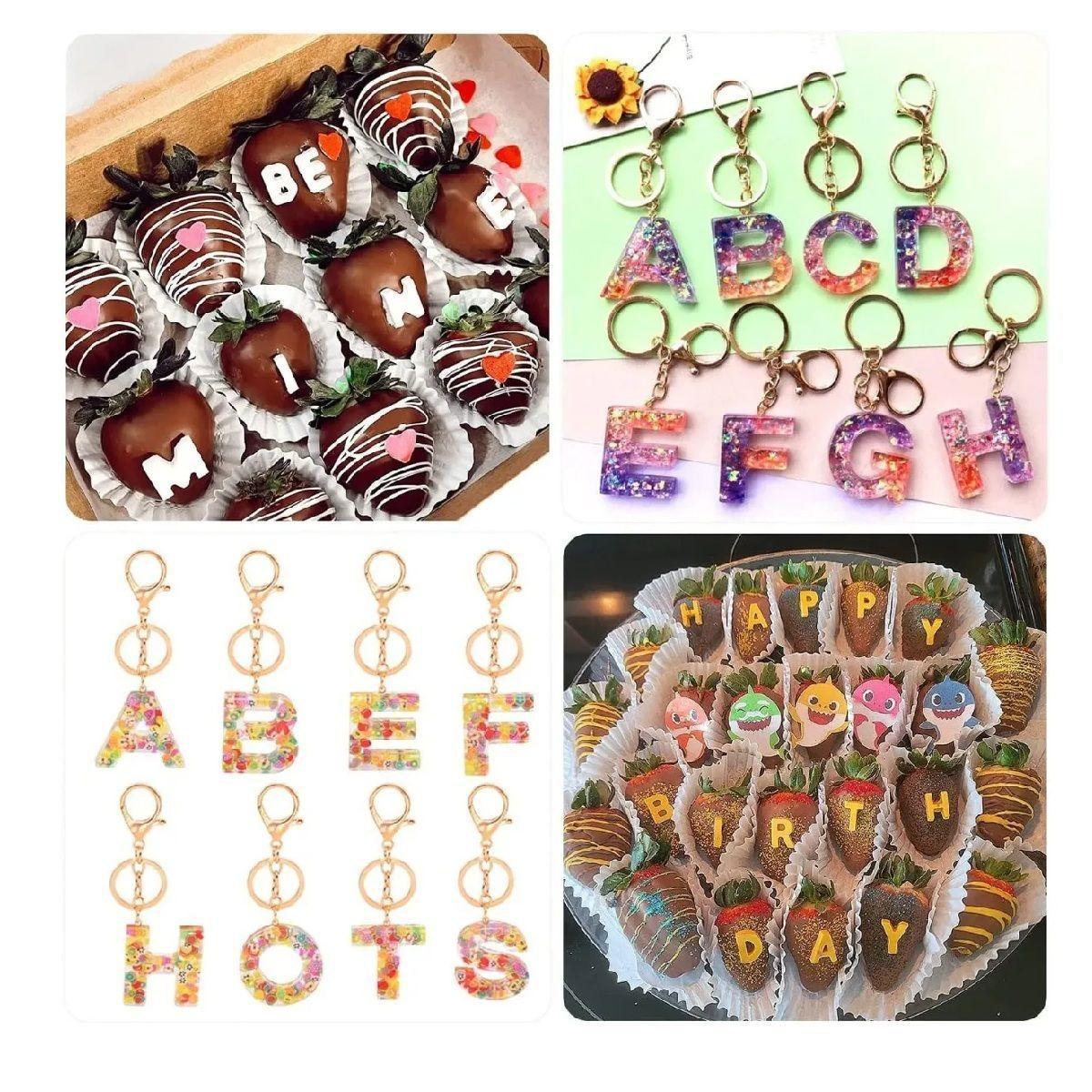 2 Moldes Chocolate Moldes De Silicona Molde Doble Abecedario-1