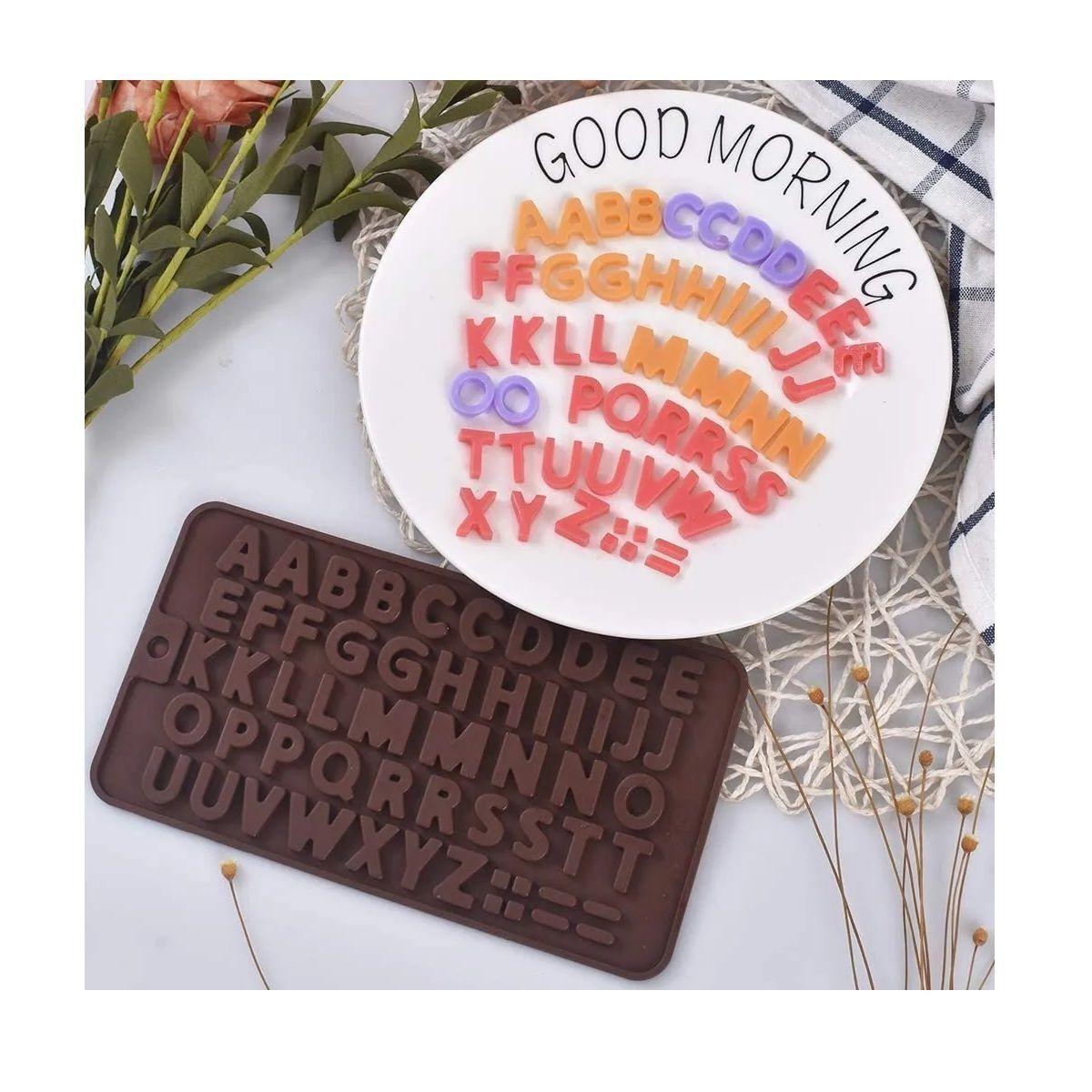 2 Moldes Chocolate Moldes De Silicona Molde Doble Abecedario-5