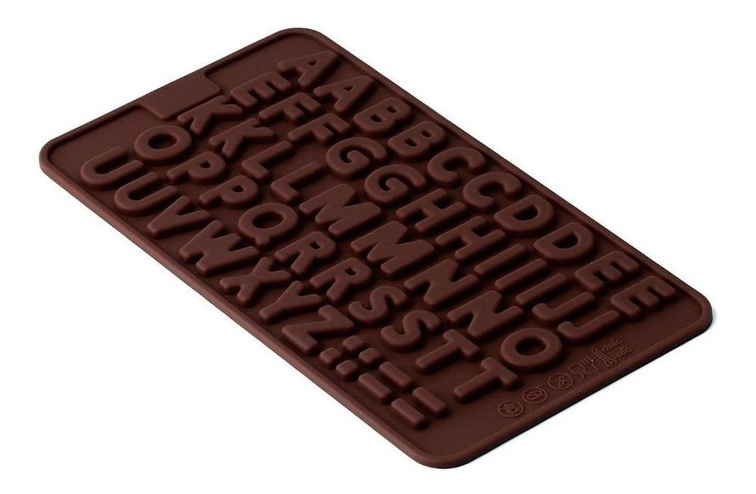 2 Moldes Chocolate Moldes De Silicona Molde Doble Abecedario Marrón-4