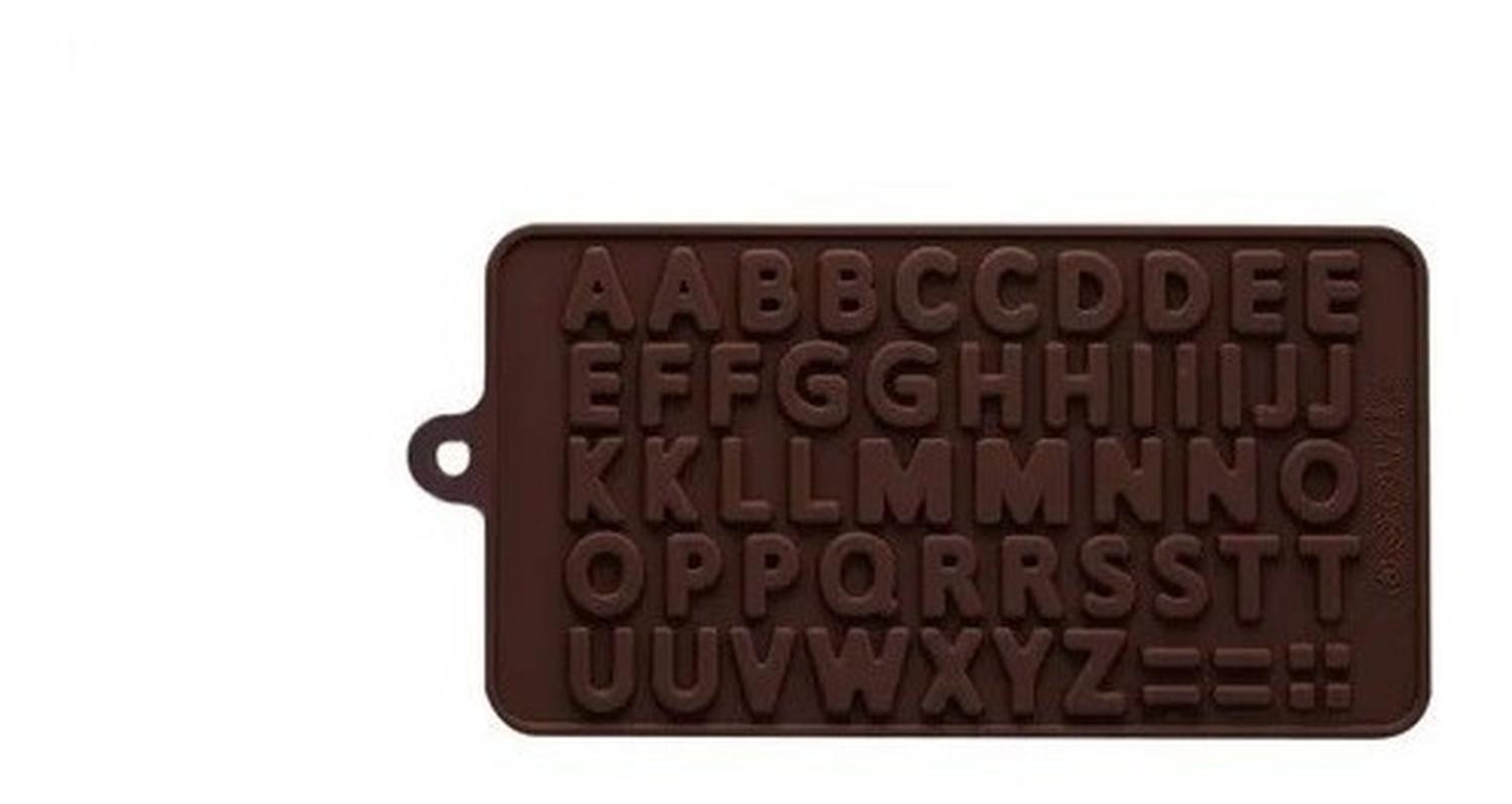 2 Moldes Chocolate Moldes De Silicona Molde Doble Abecedario Marrón-6
