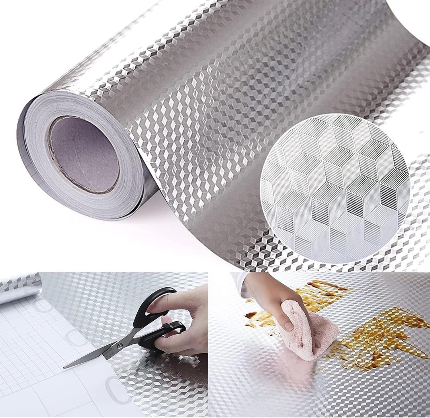 Papel Mural Cocina Papel Aluminio Autoadhesivo Laminas 3mts-6