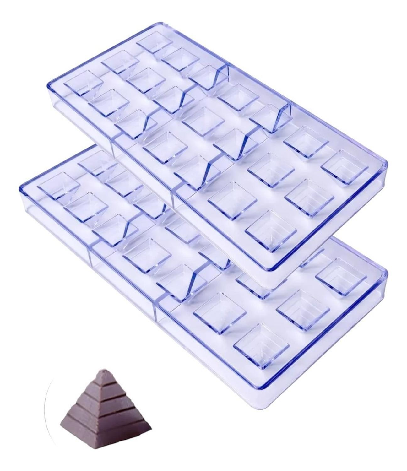 Pack X2 Moldes De Chocolate Molde Policarbonato Piramide Blanco-0