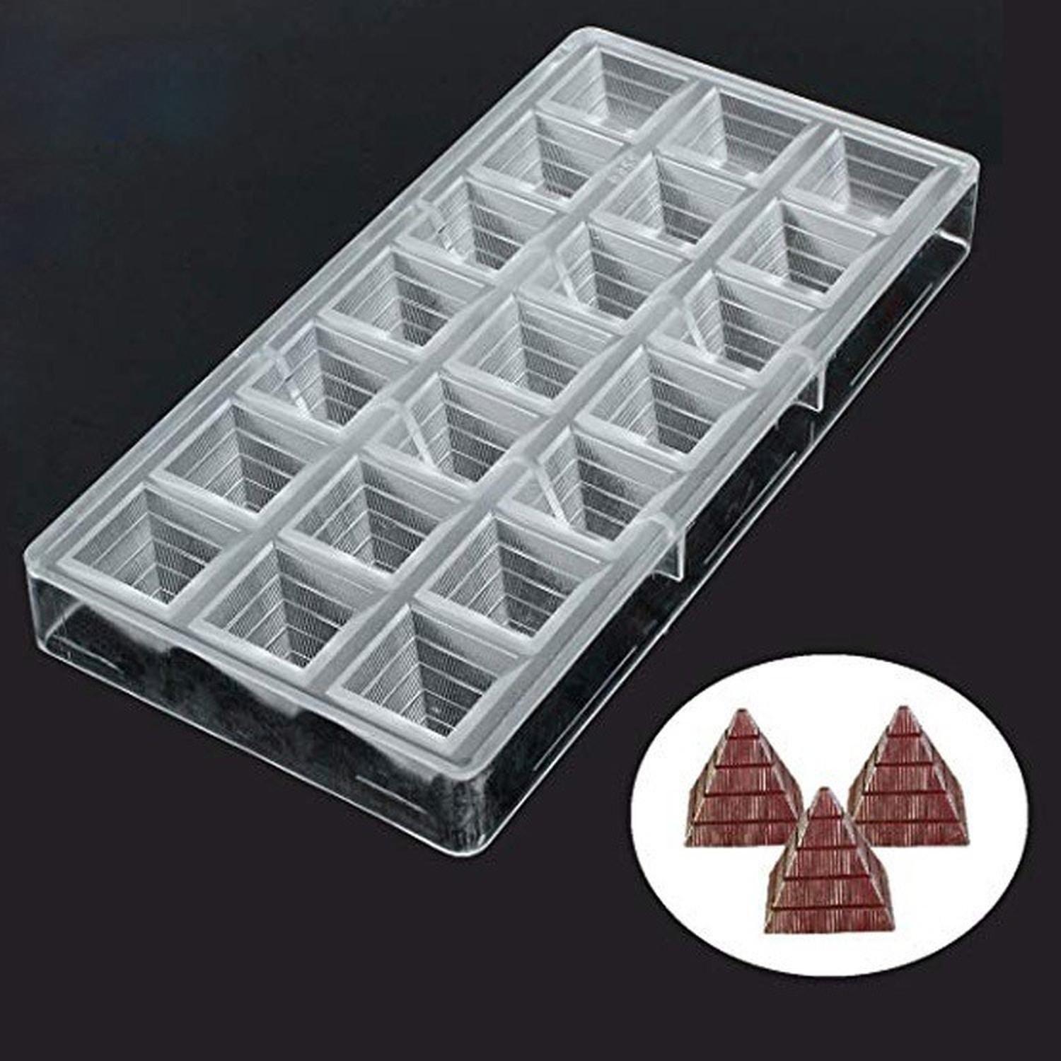 Pack X2 Moldes De Chocolate Molde Policarbonato Piramide Blanco-3
