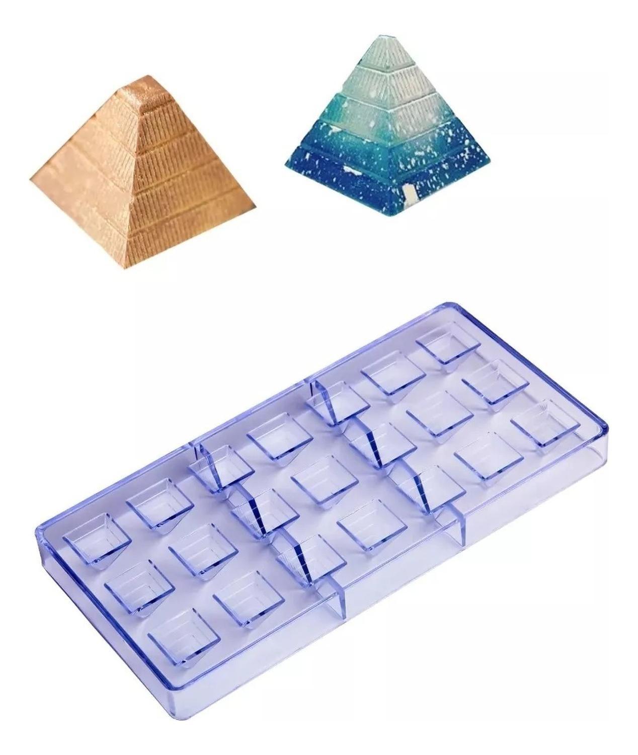 Pack X2 Moldes De Chocolate Molde Policarbonato Piramide Blanco-5