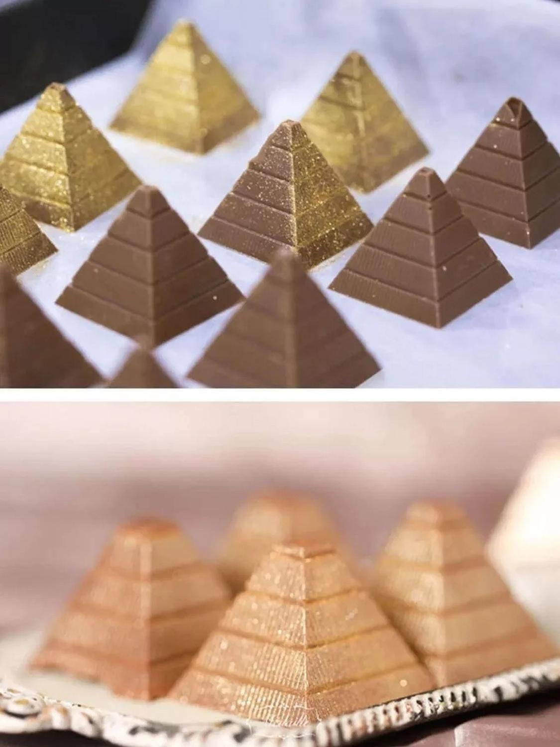 Pack X2 Moldes De Chocolate Molde Policarbonato Piramide Blanco-6
