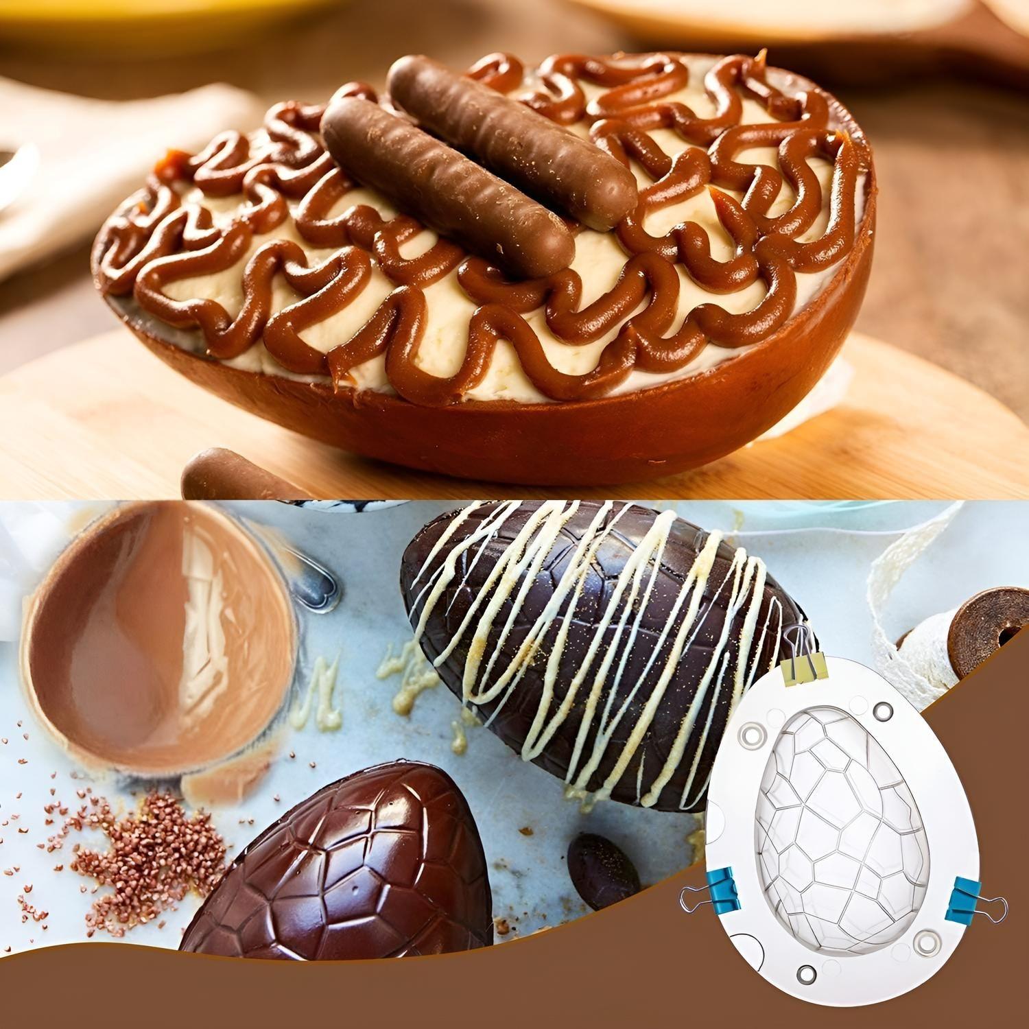 Pack X2 molde huevo pascua craquelado Moldes Chocolate Policarbonato forma de huevo-3