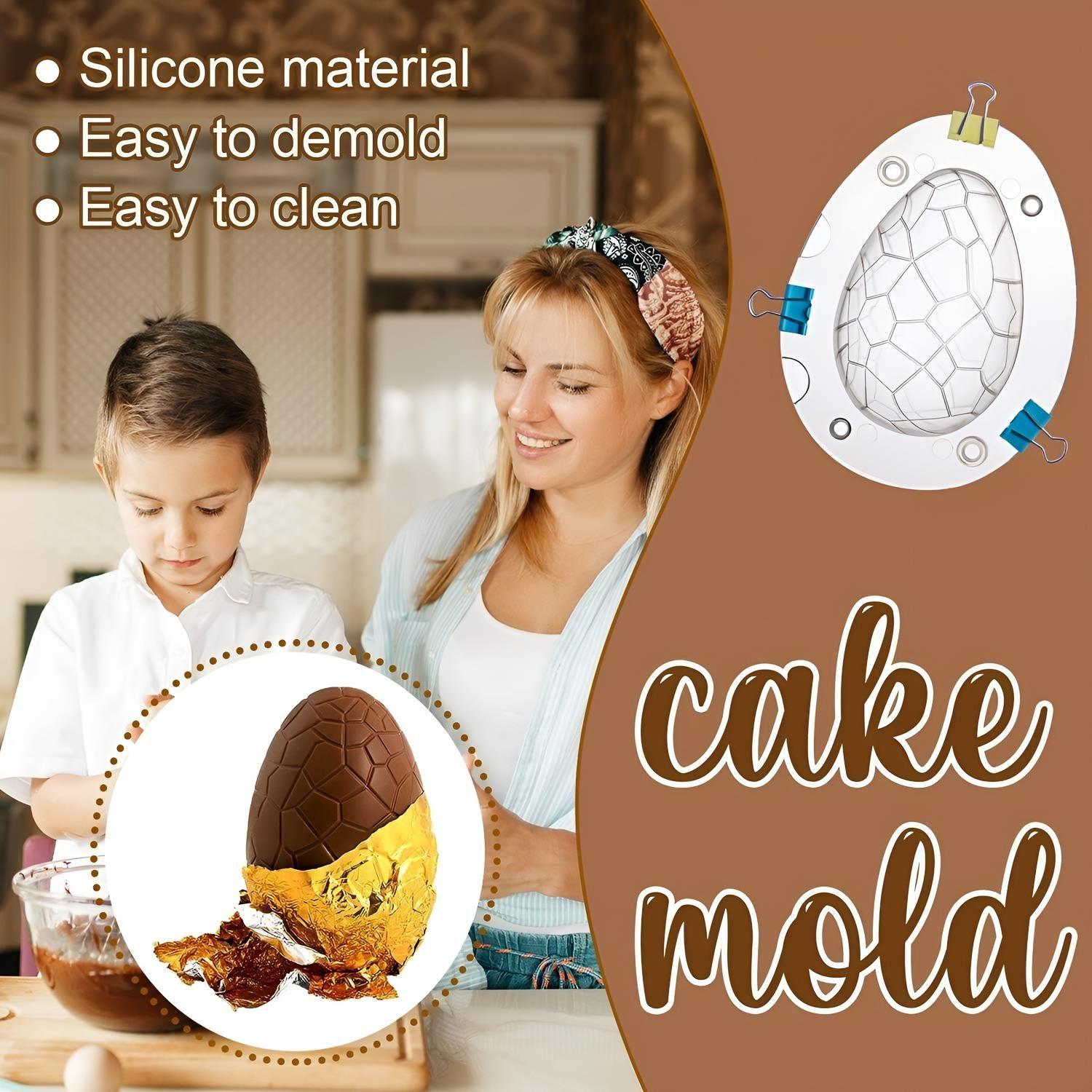 Pack X2 molde huevo pascua craquelado Moldes Chocolate Policarbonato forma de huevo-5