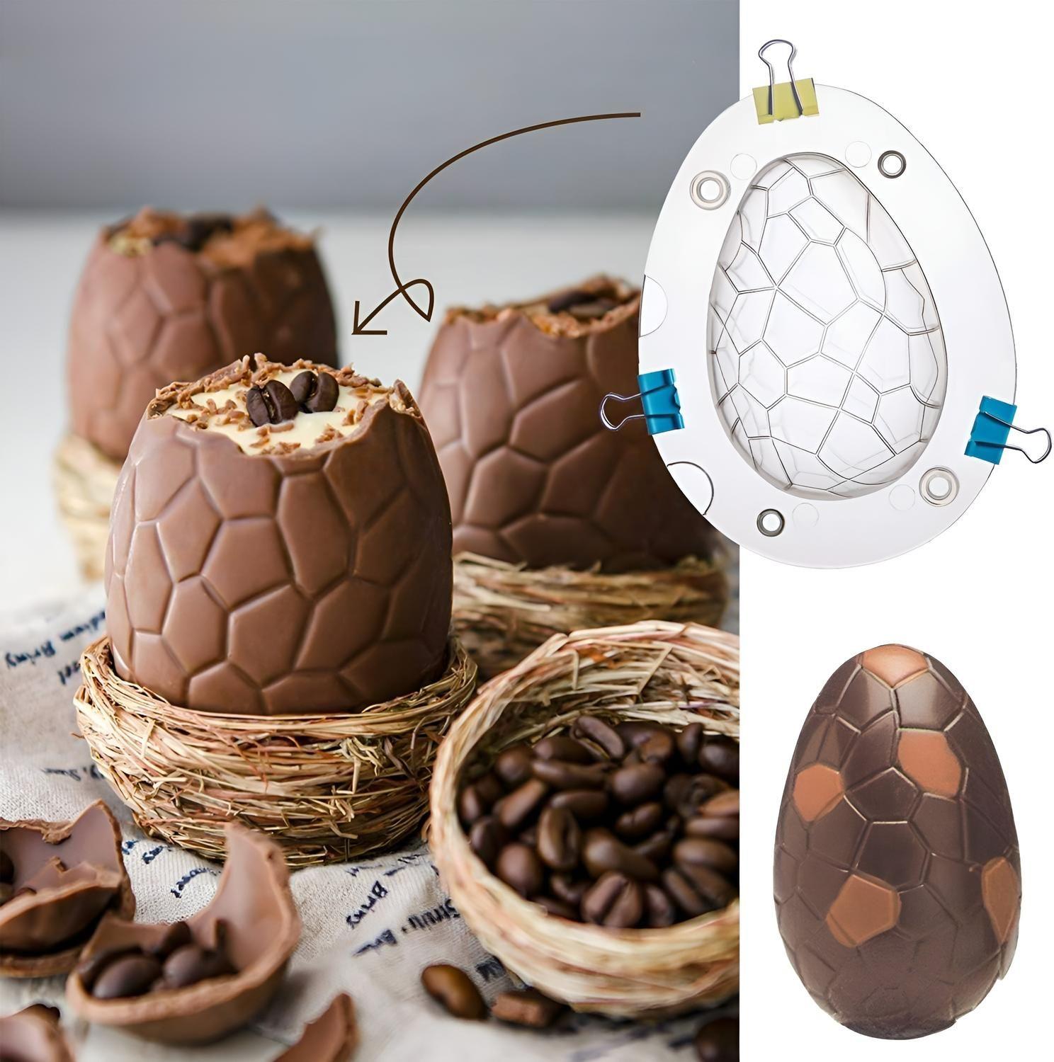 Pack X2 molde huevo pascua craquelado Moldes Chocolate Policarbonato forma de huevo-8