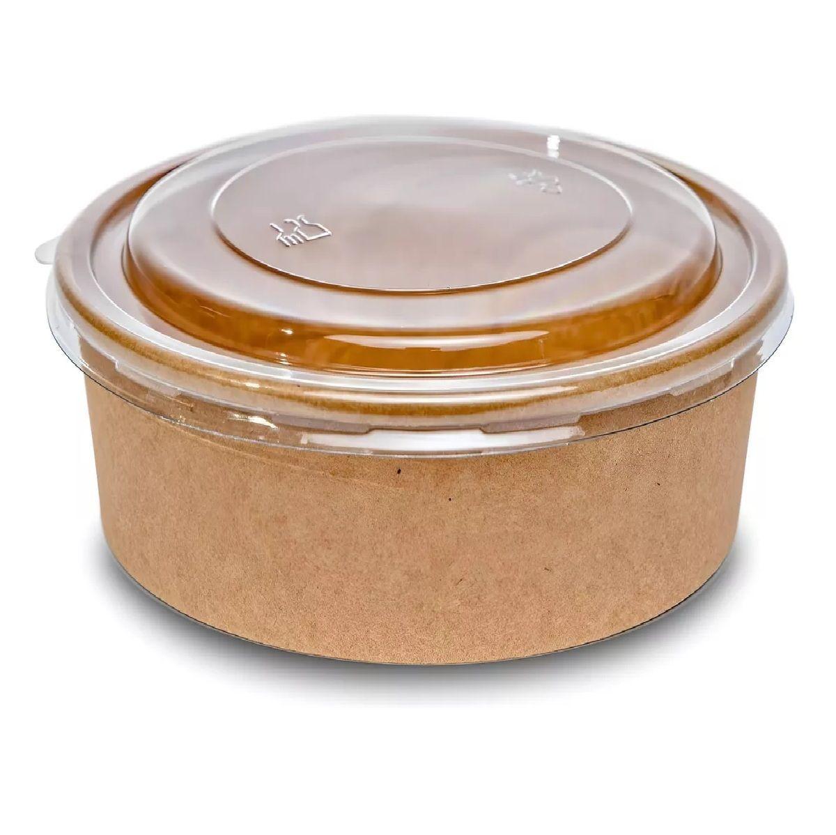 50 Bowl Con Tapa Bowls Plastico Polipapel Kraft Envase 500cc-7