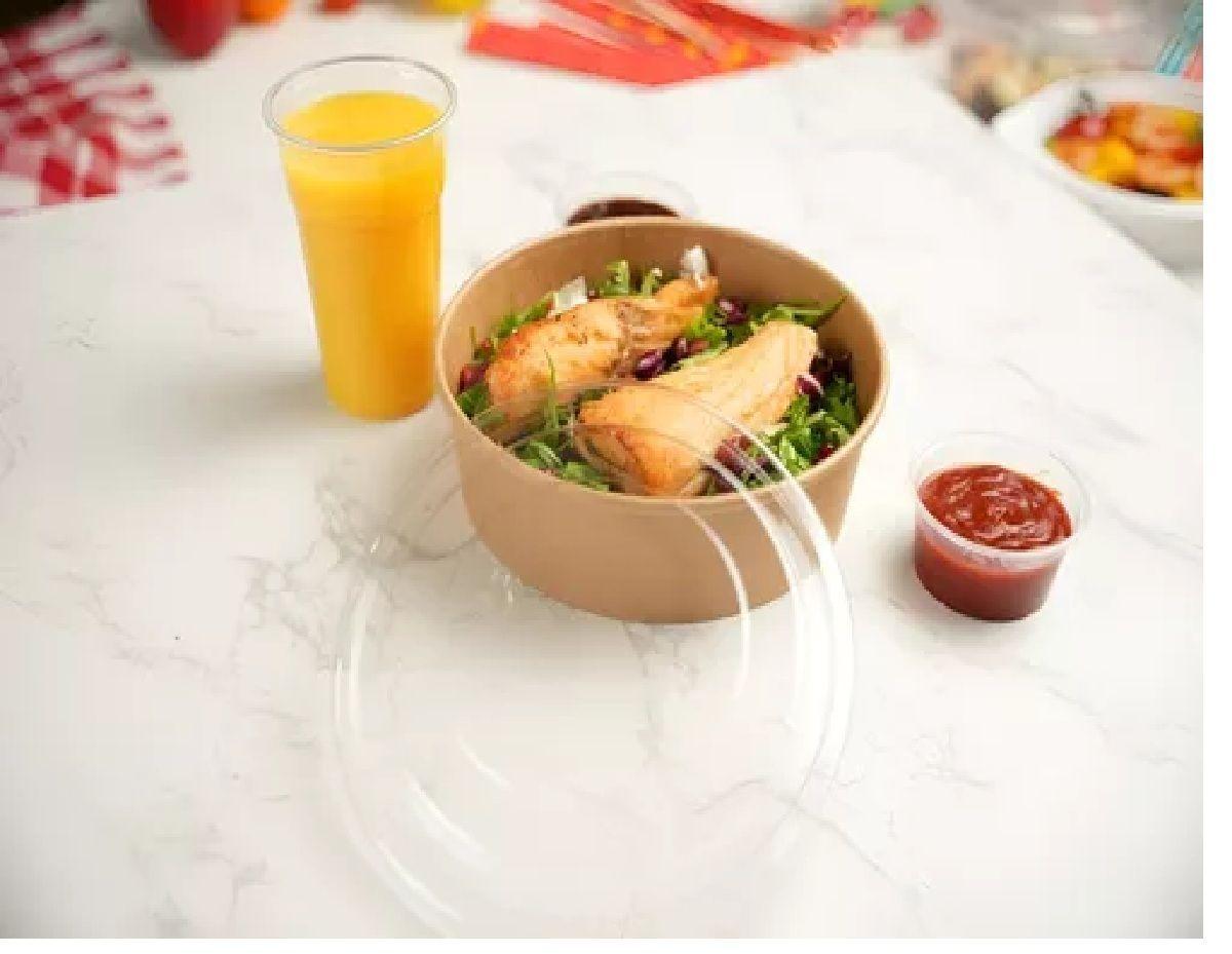 50 Bowl Con Tapa Bowl Plastico Polipapel Kraft Envase 500cc Bowl Kraft Bowl Plástico Bowl Desechable-4