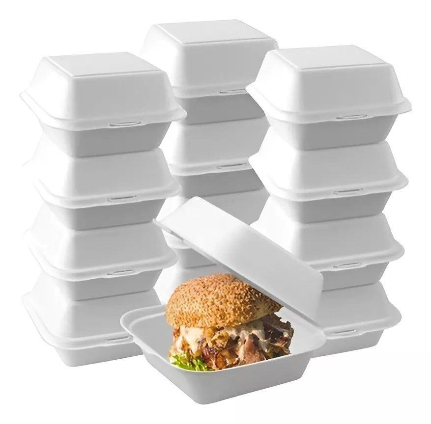 Packx100 Envases De Plumavit Para Comida Envase Hamburguesa-0