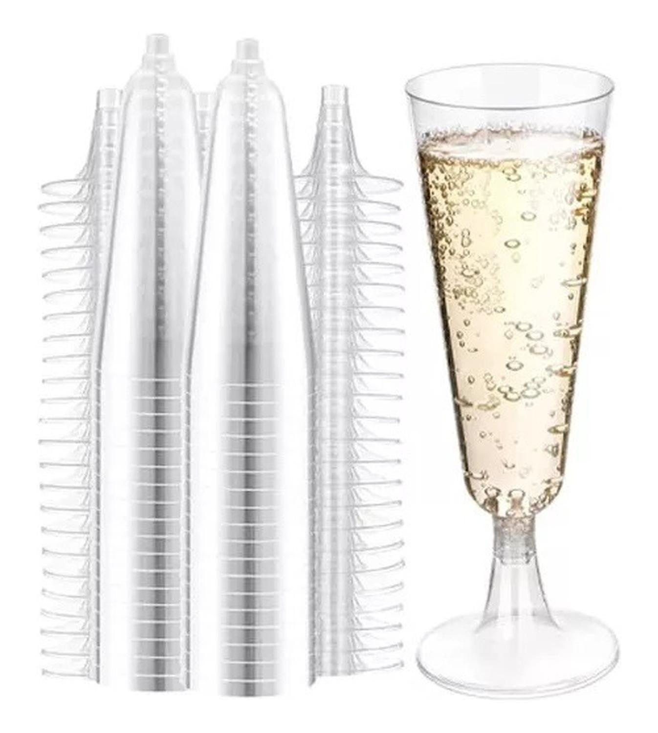 40 Copas Champagne Copa Acrilico Flauta Copas Champaña 5oz Transparente-0