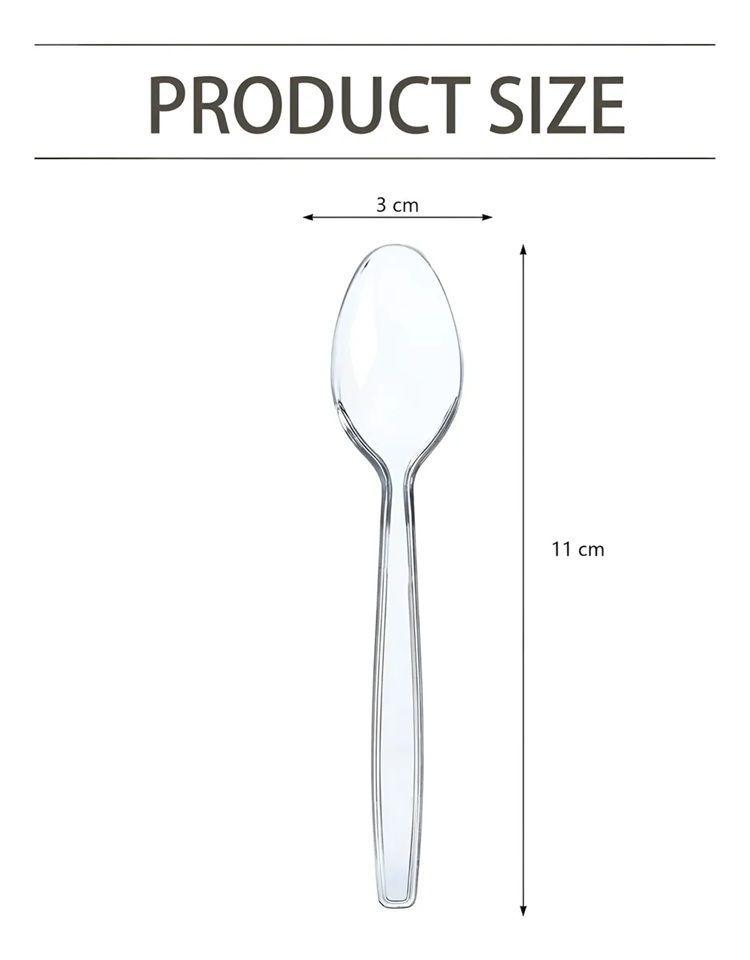 100 Cucharas Plasticas Cuchara Postre Cuchara Mini Cucharas Mango Transparentes-2