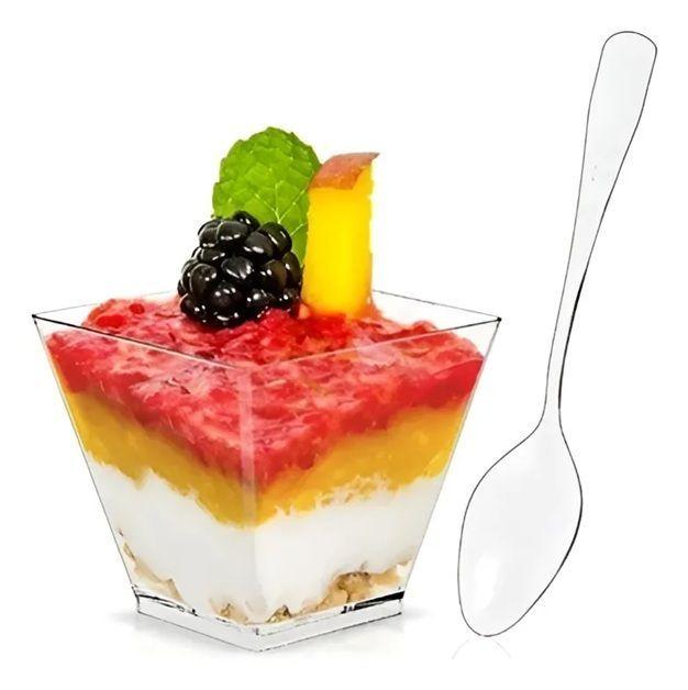 100 Cucharas Plasticas Cuchara Postre Cuchara Mini Cucharas Mango Transparentes-5