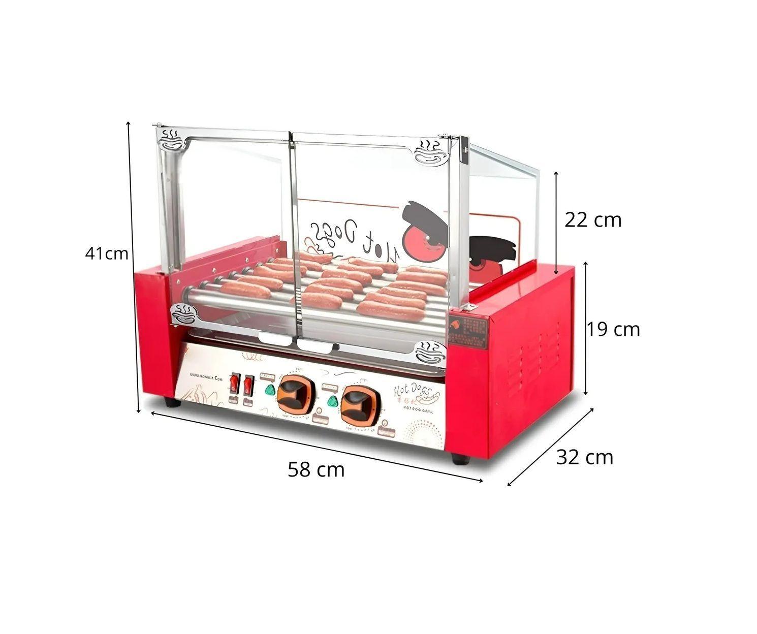 Parrilla Hot Dog Rostizador Vienesas Calentador Pan 7 Roller-2