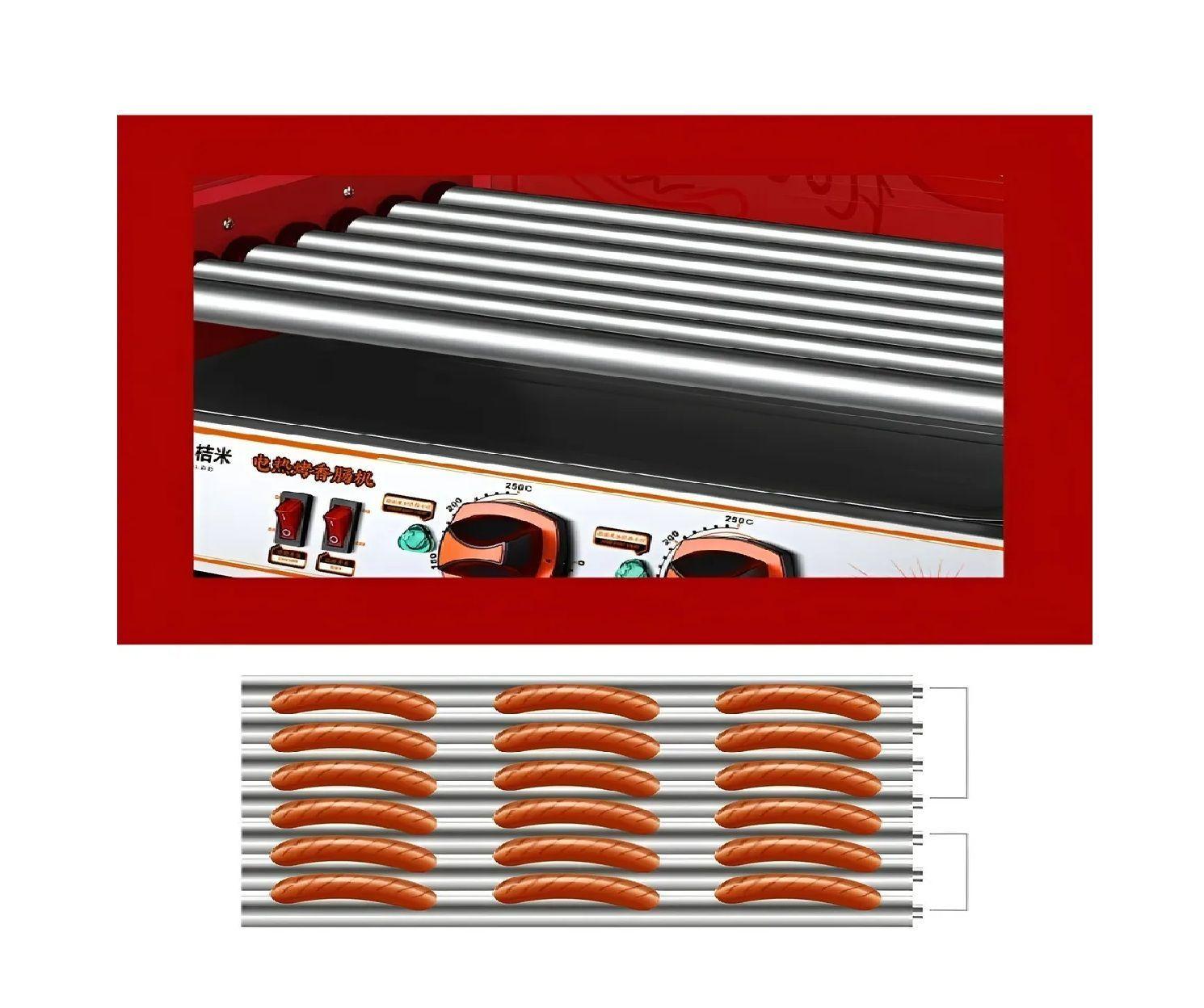 Parrilla Hot Dog Rostizador Vienesas Calentador Pan 7 Roller-6
