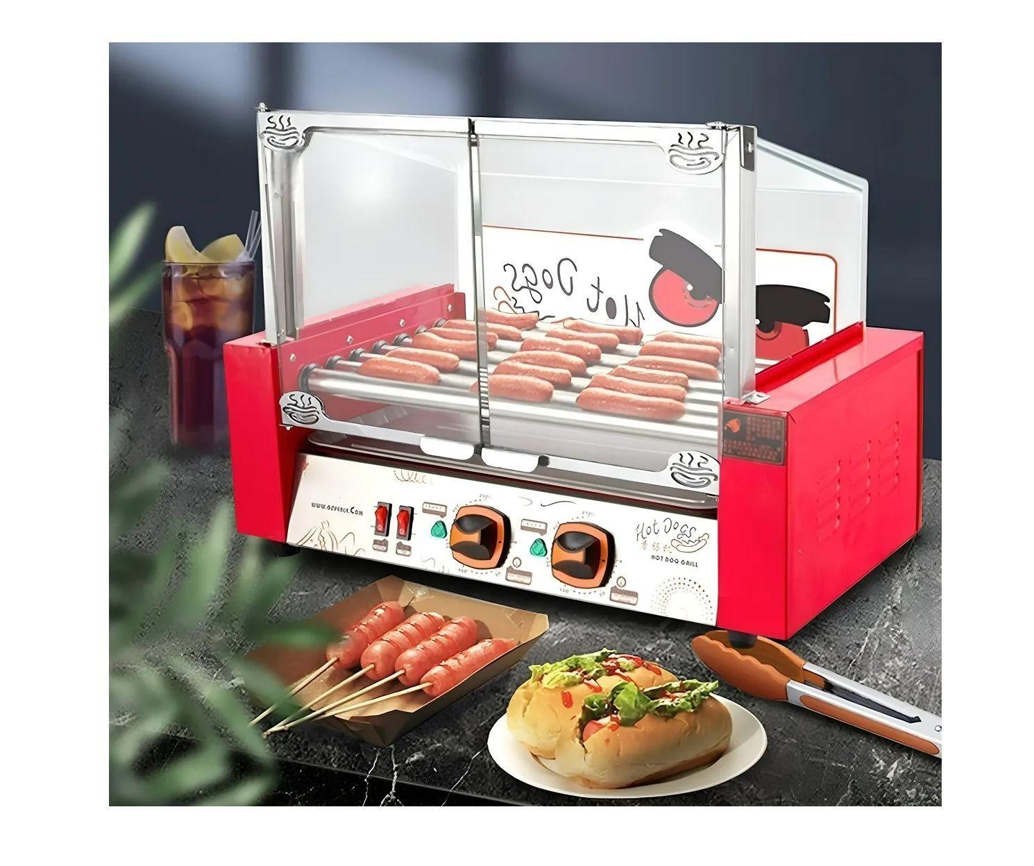 Parrilla Hot Dog Rostizador Vienesas Calentador Pan 7 Roller-7
